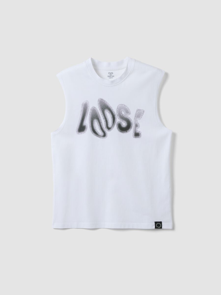 White pure cotton oversized-fit vest for boys_3