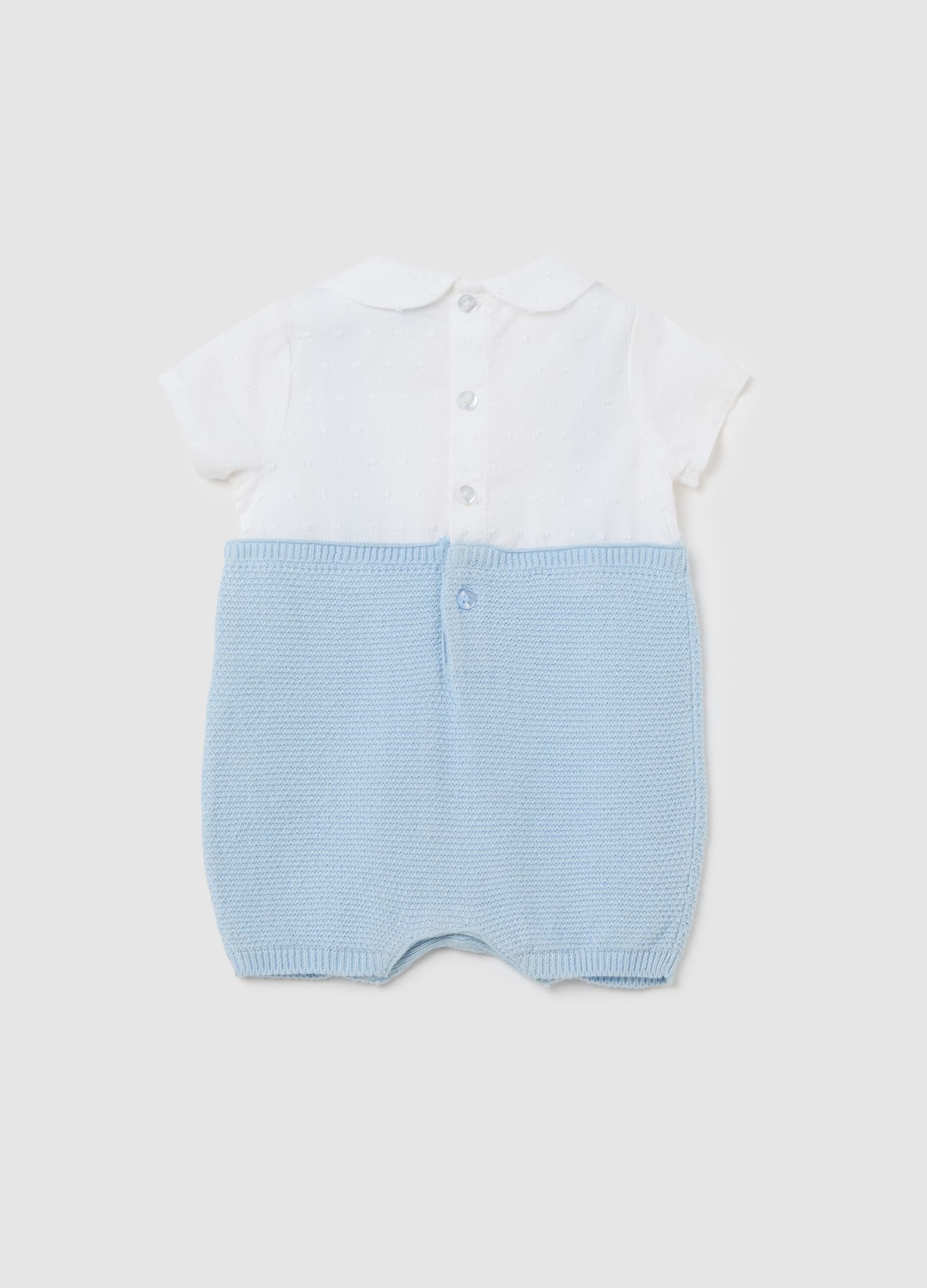 Sky blue and white pure cotton romper