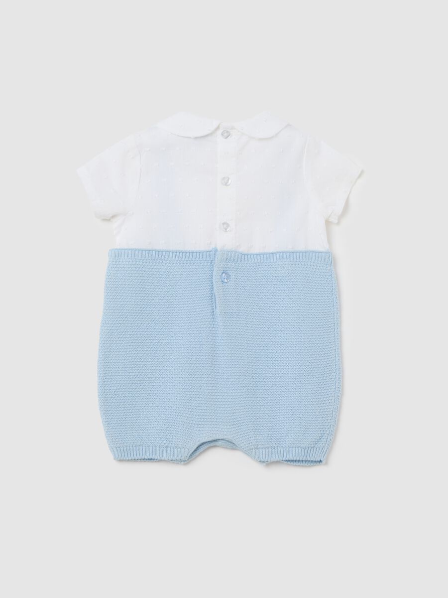 Sky blue and white pure cotton romper_1