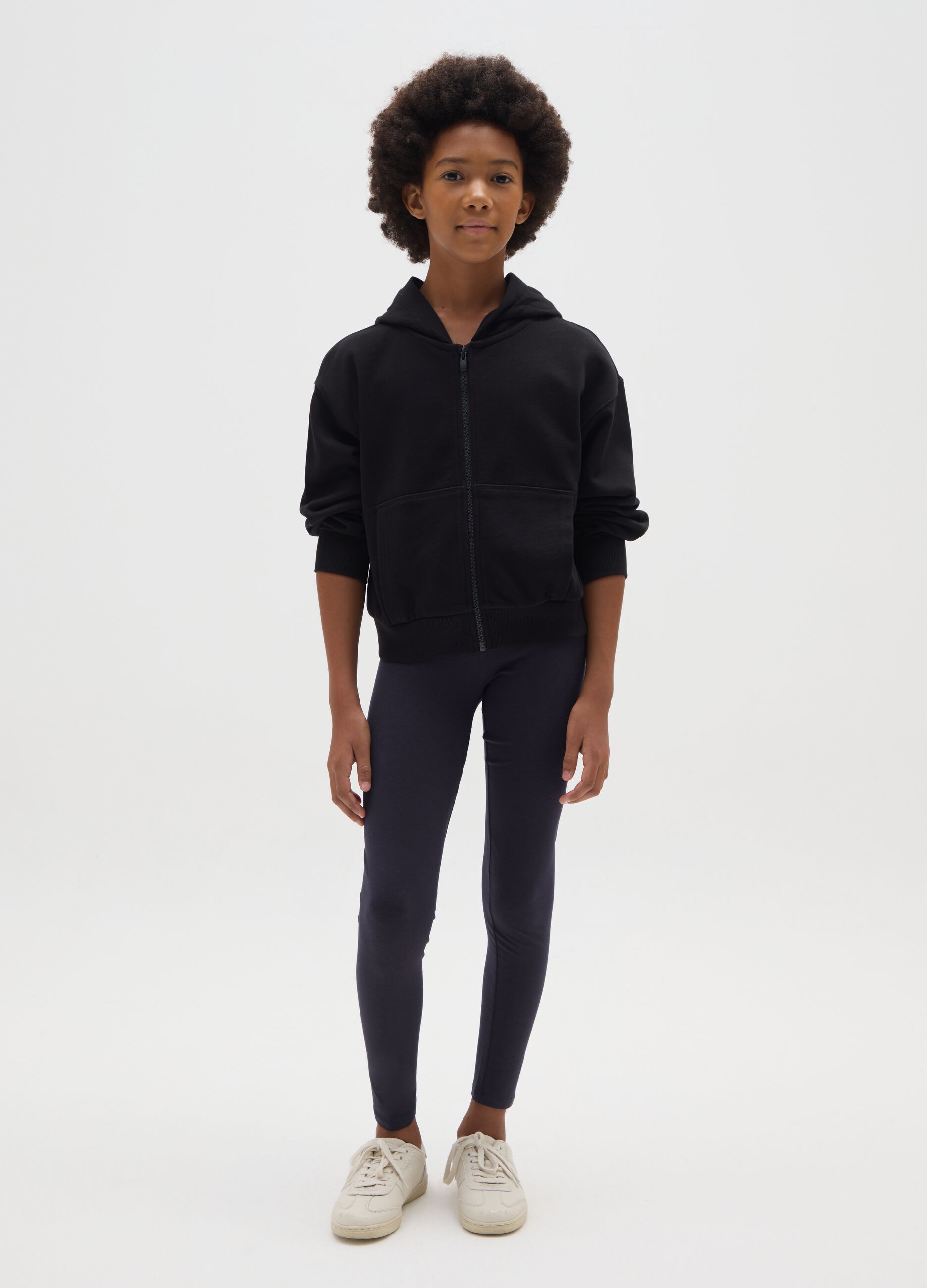 Girls' Skinny Fit Blue Cotton Leggings