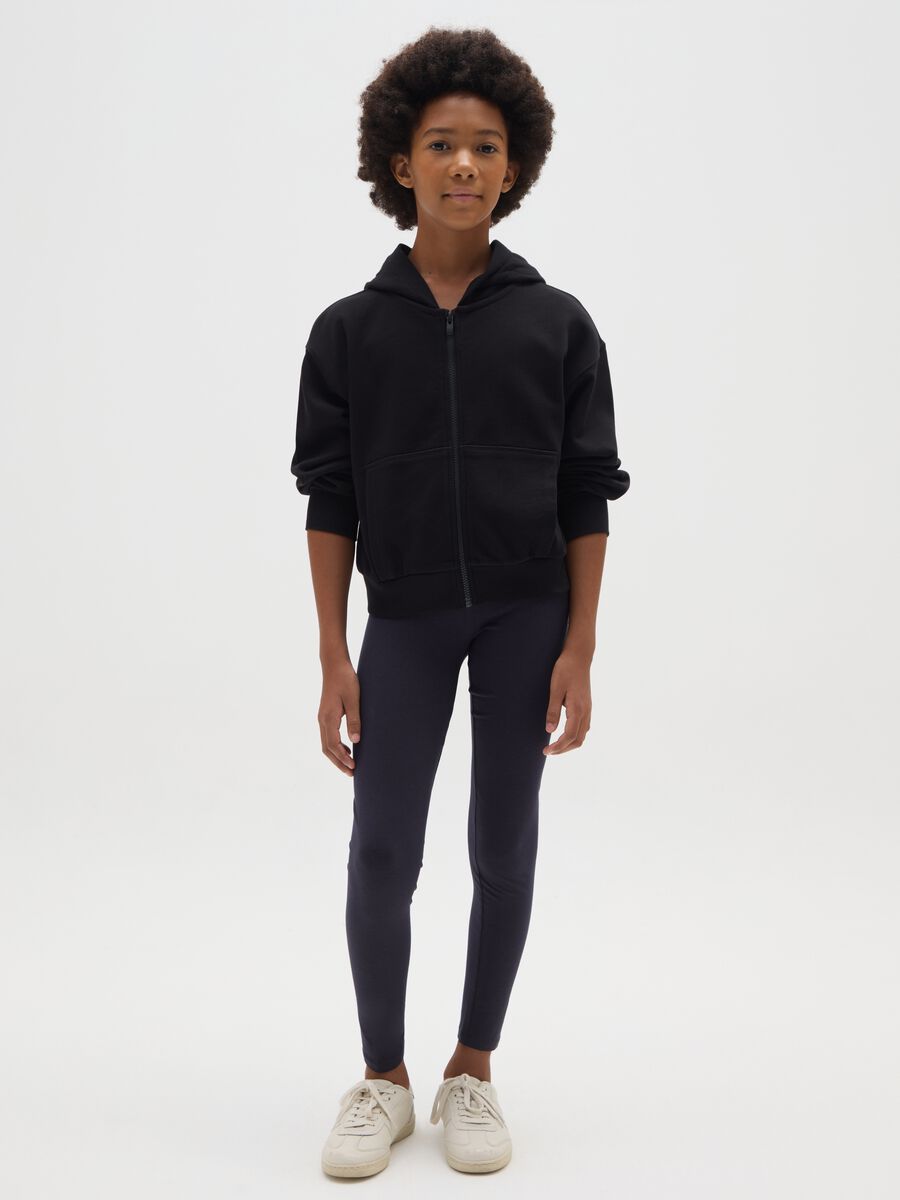Girls' Skinny Fit Blue Cotton Leggings_1