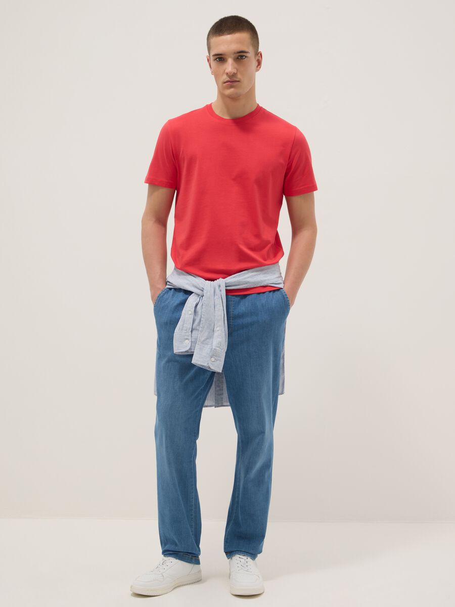 Red pure cotton short sleeve T-shirt regular fit_2