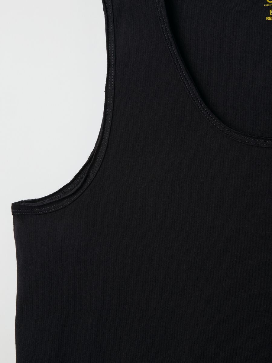 Men's pure cotton black regular fit vest_5