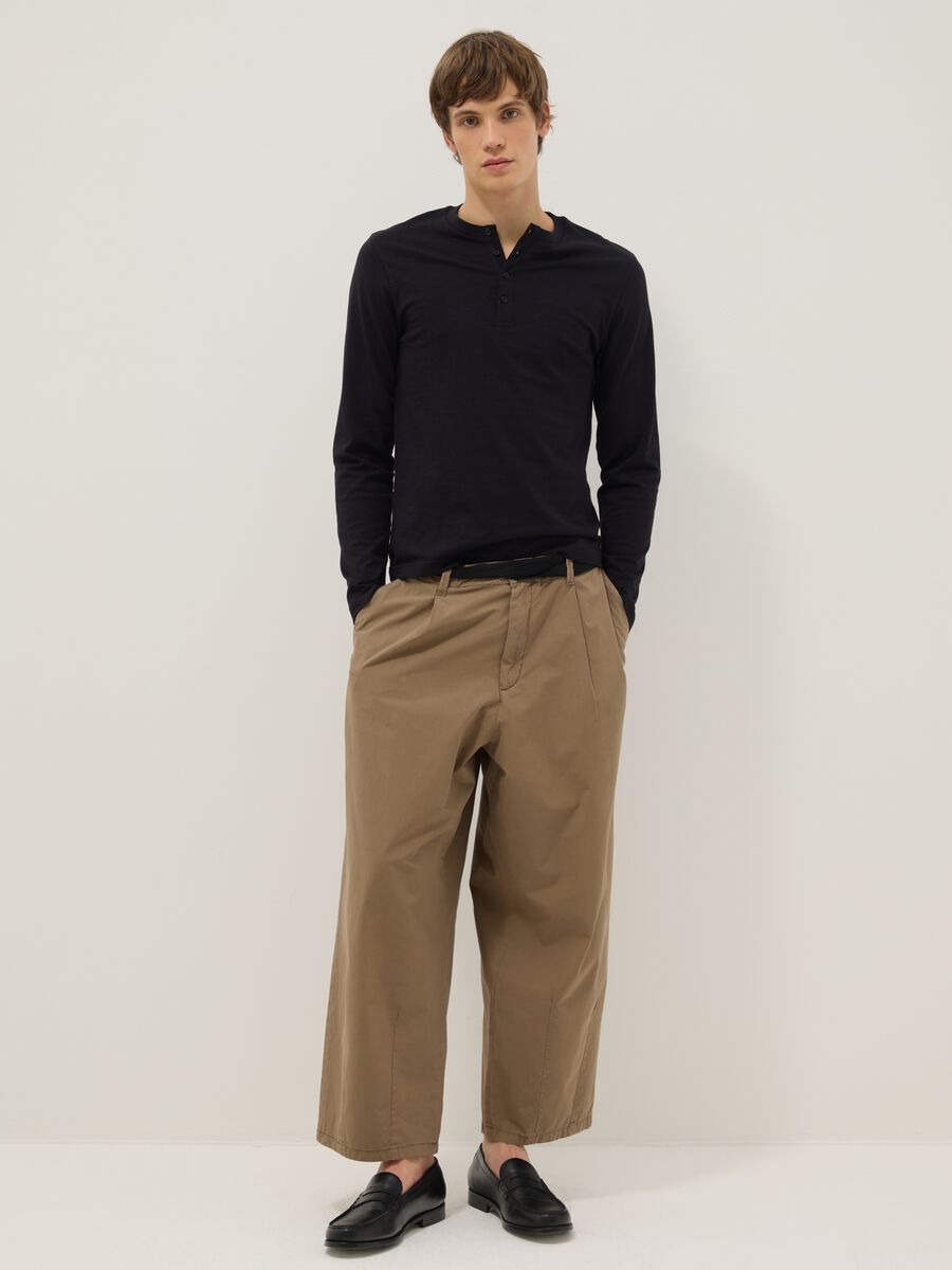 Baggy chino trousers in pure beige cotton_0