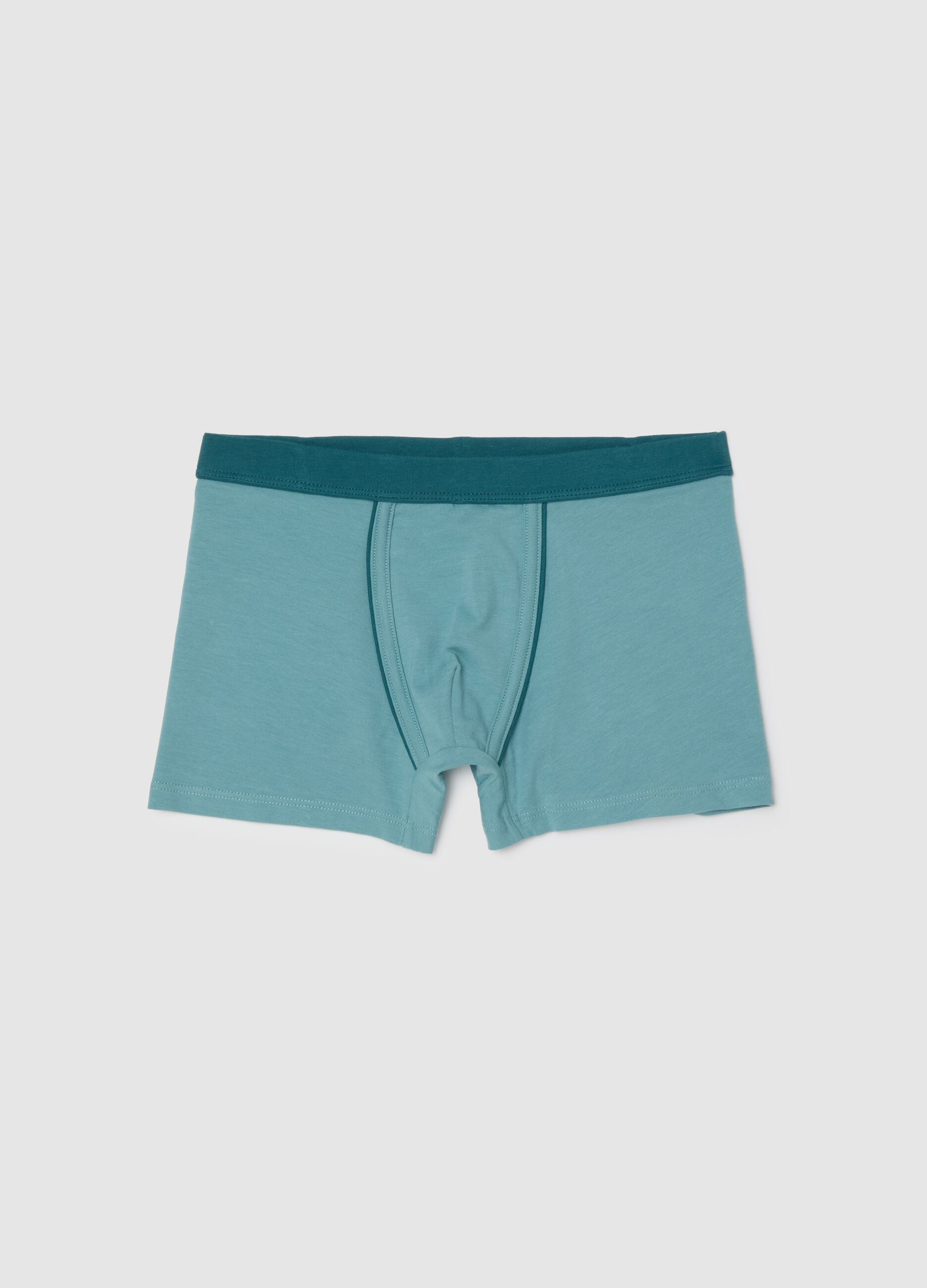 Boys' Stretch Cotton Blue Boxer Shorts