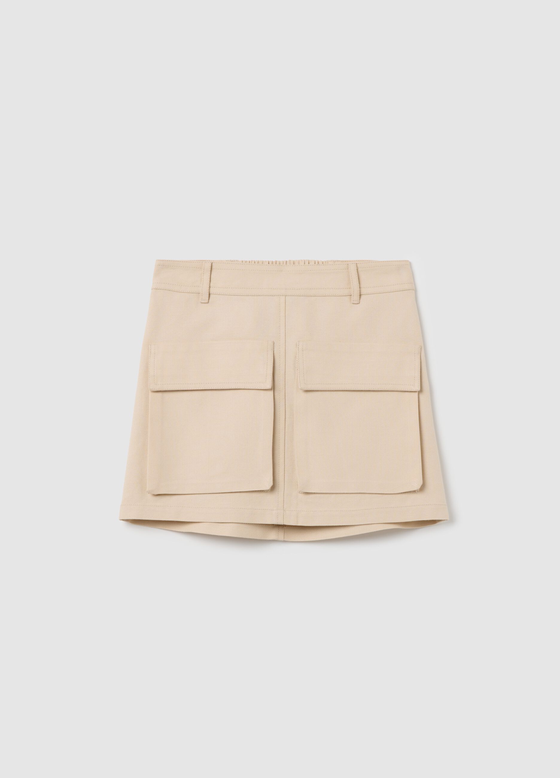 Beige cargo miniskirt