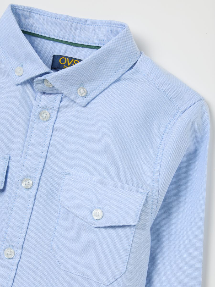 Children's blue regular fit pure cotton shirt_3