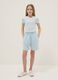 Girls' blue pure cotton oversized fit shorts_0