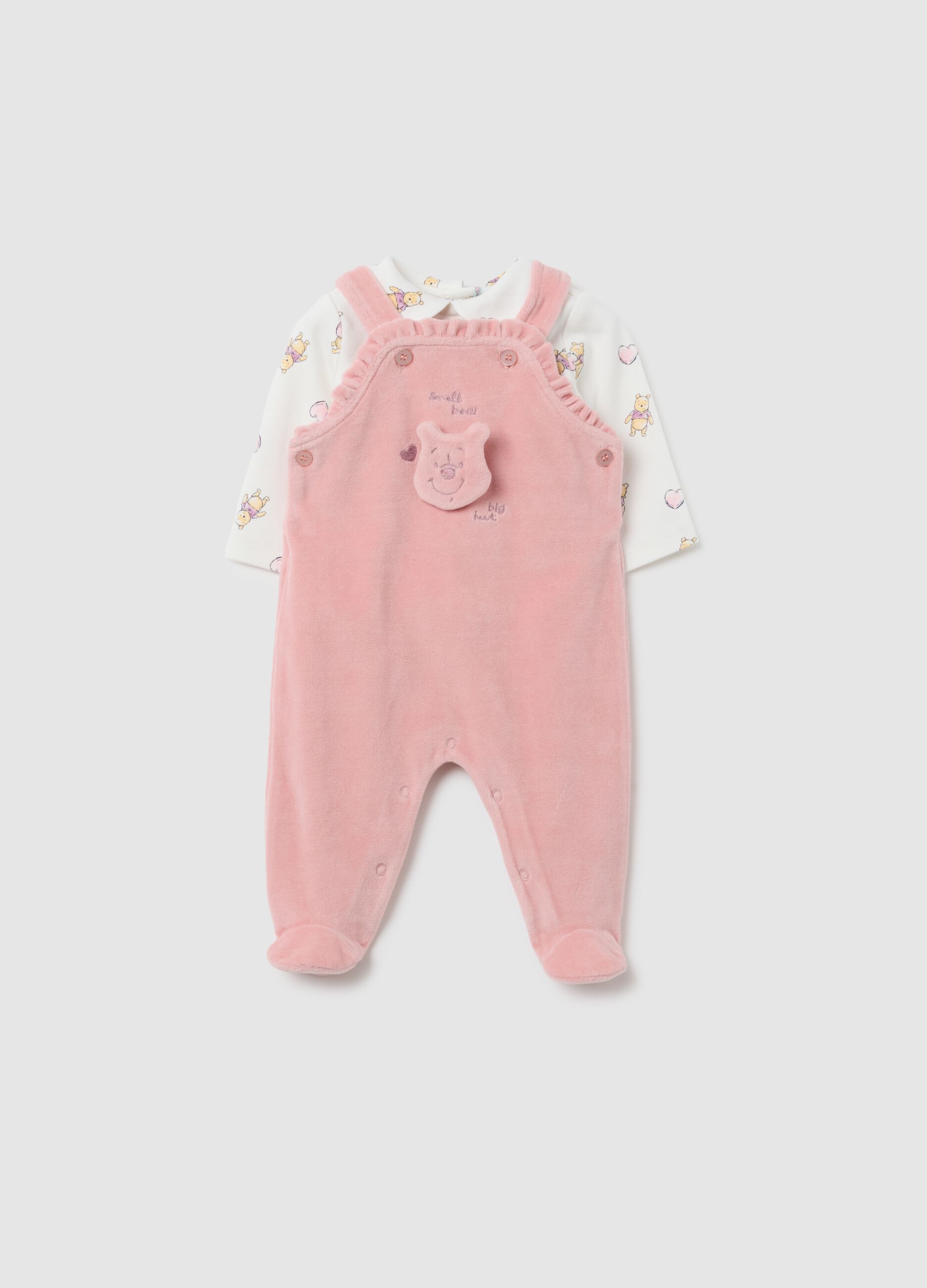 Pink cotton blend baby girl set