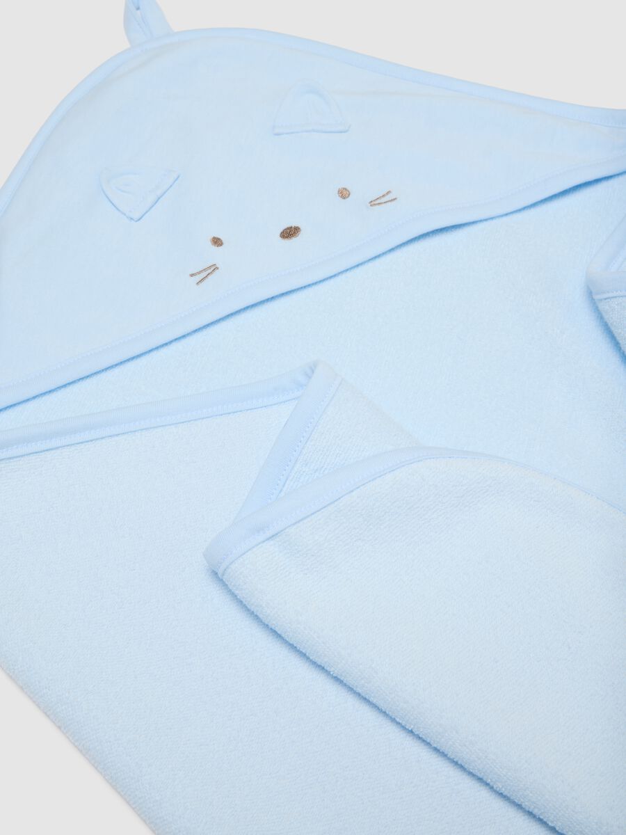 Baby blue bathrobe in cotton blend regular fit_2