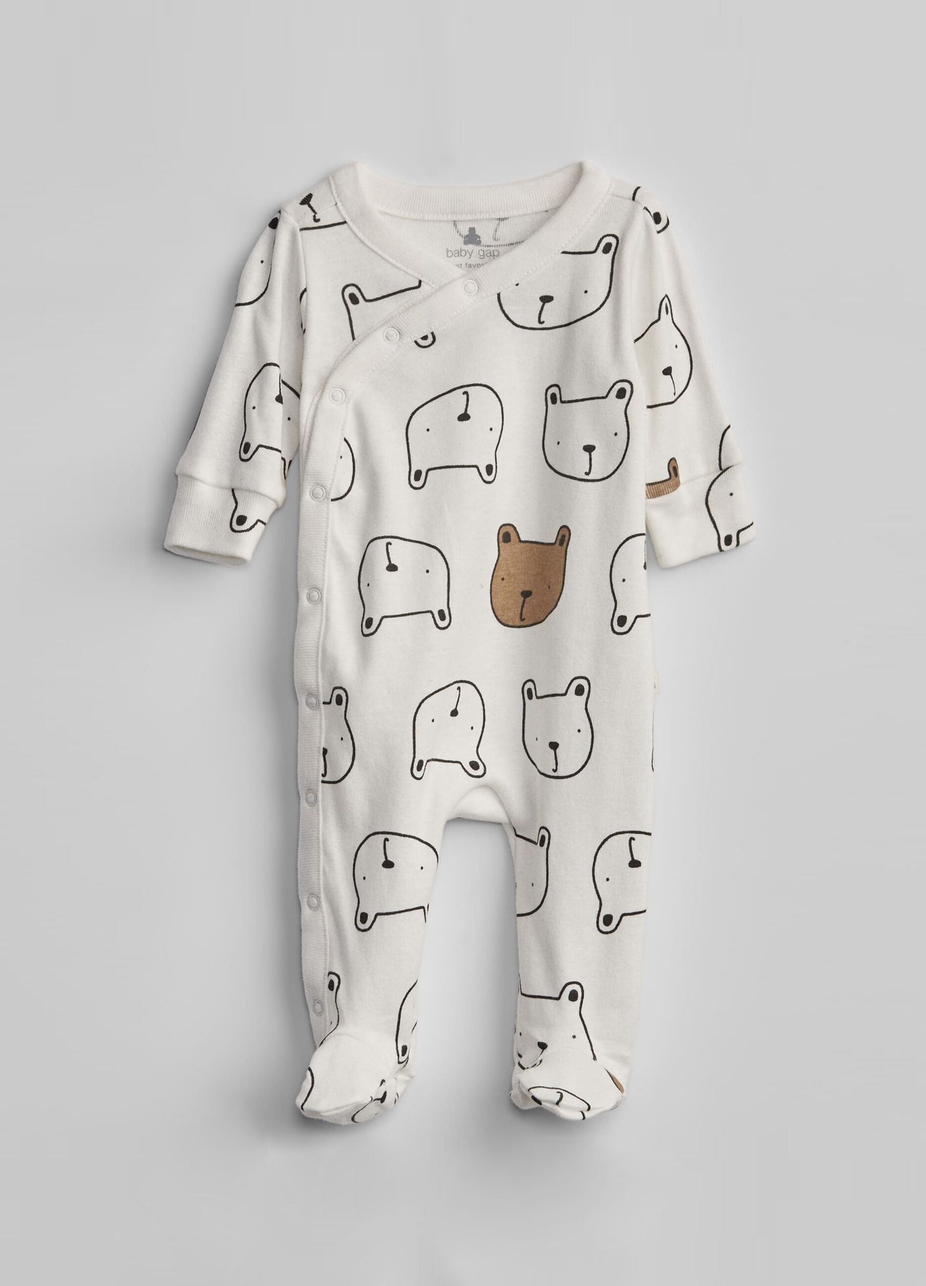 100% cotton onesie with feet and teddy bear print
