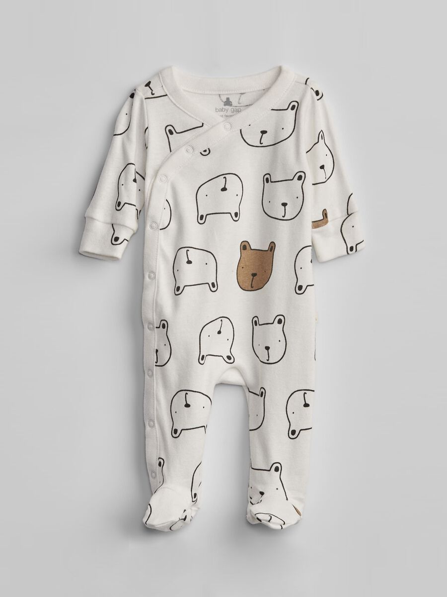 100% cotton onesie with feet and teddy bear print_0