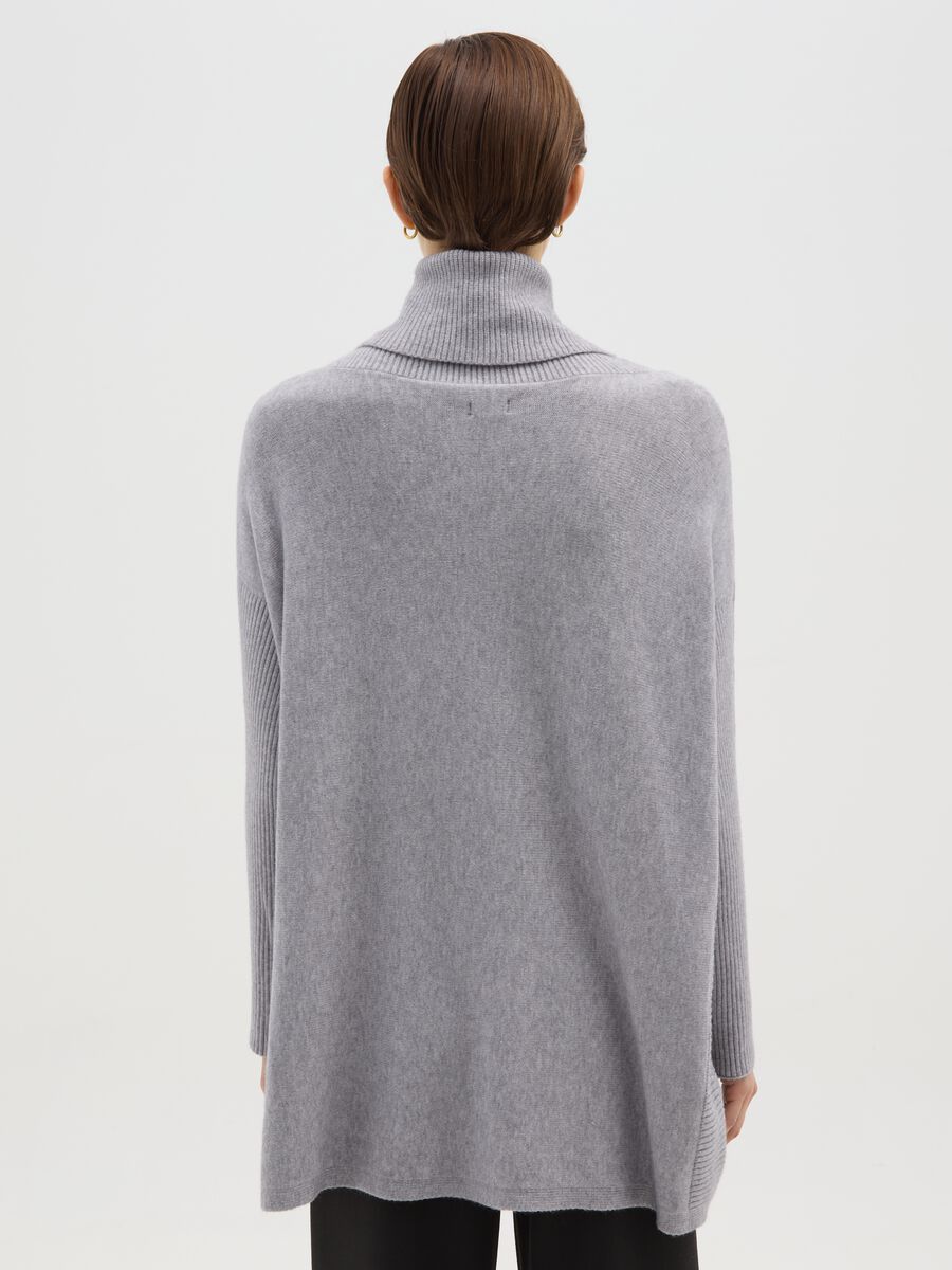 Grey long regular fit jumper with high neck_2