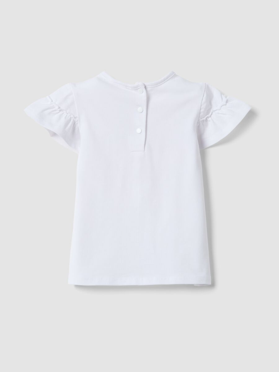 Girls' regular fit white stretch cotton t-shirt with flowers_1