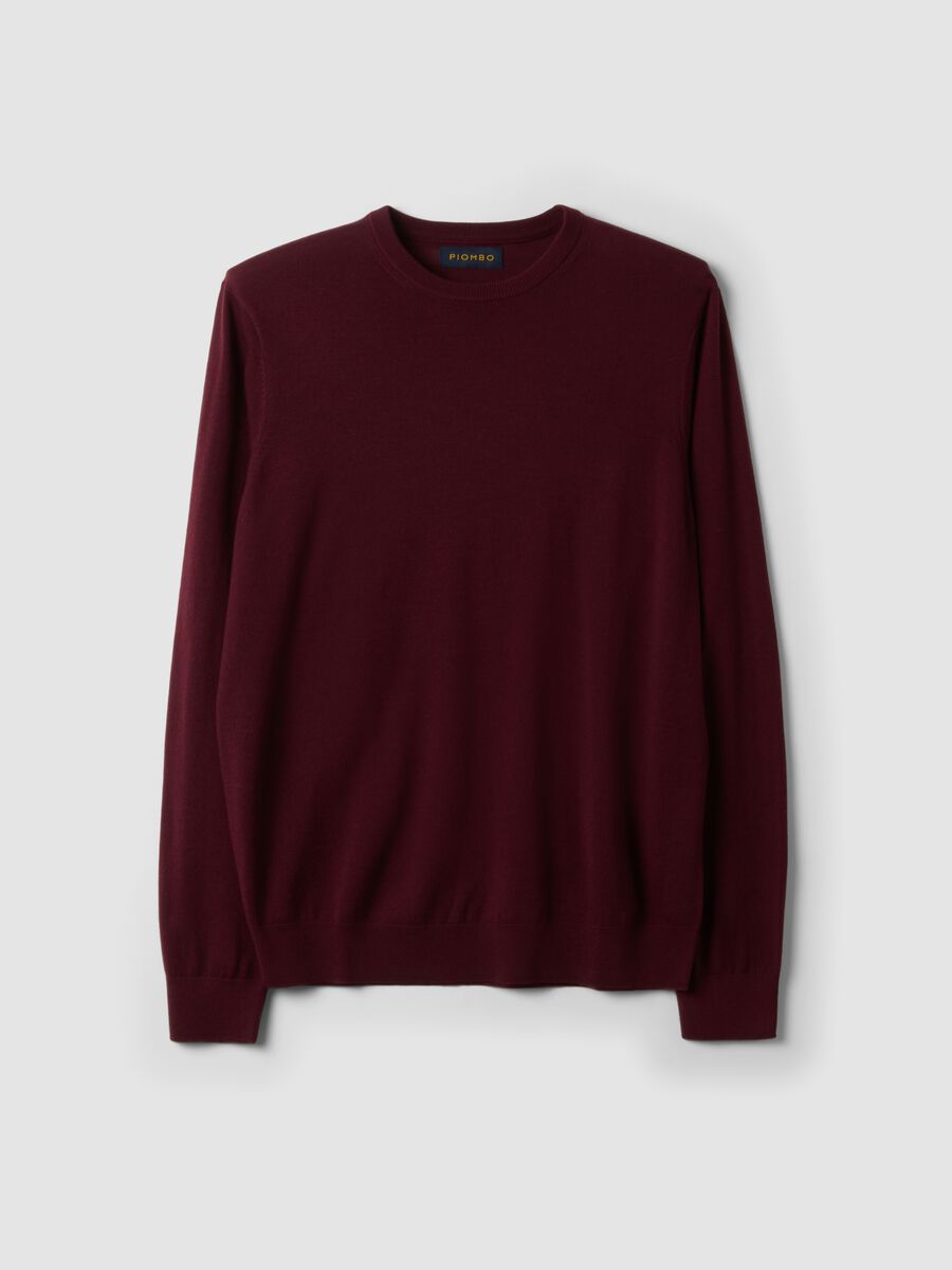 Maglia rossa girocollo in pura lana merino regular fit_0