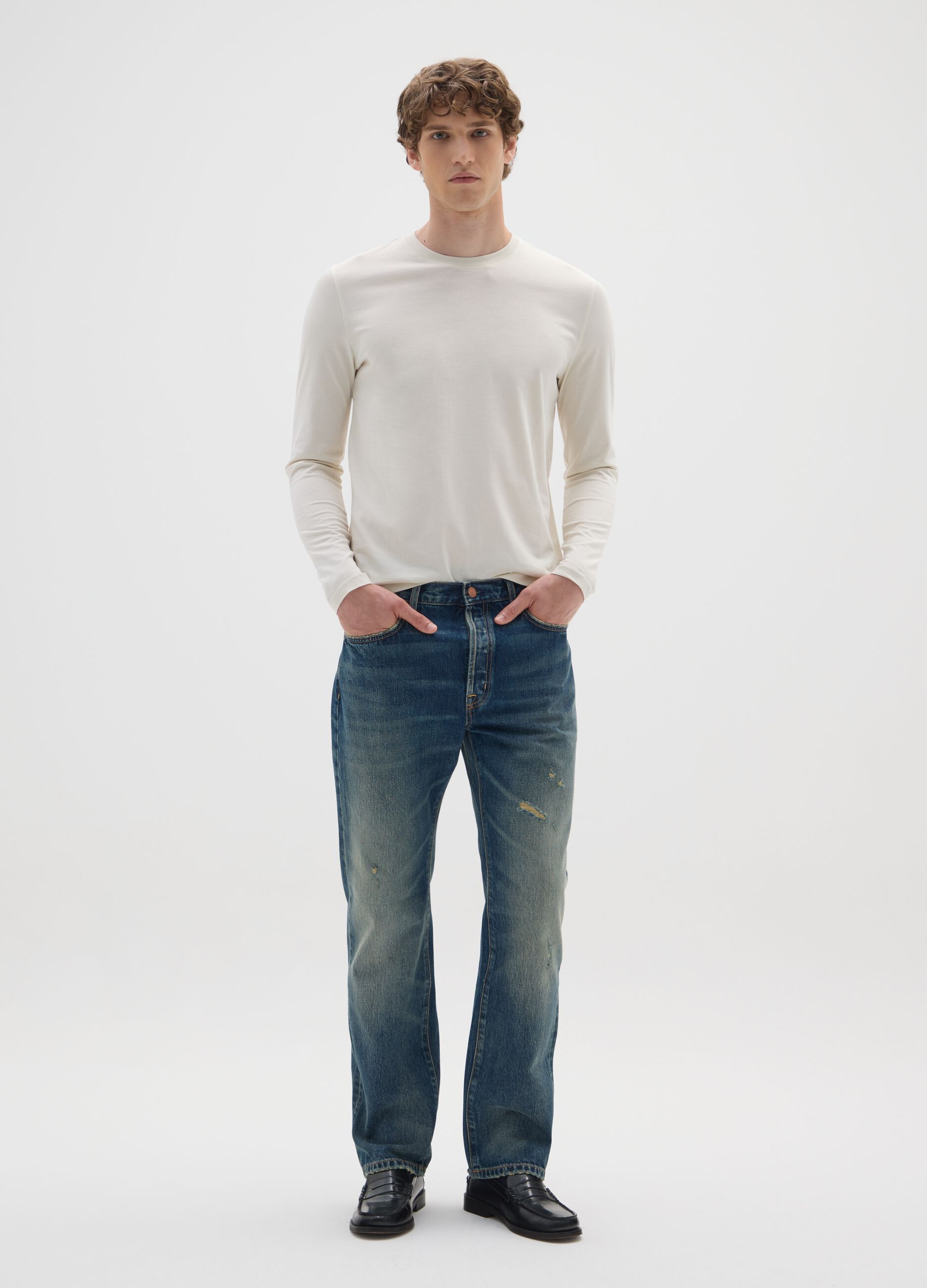 Beige pure cotton regular fit jumper