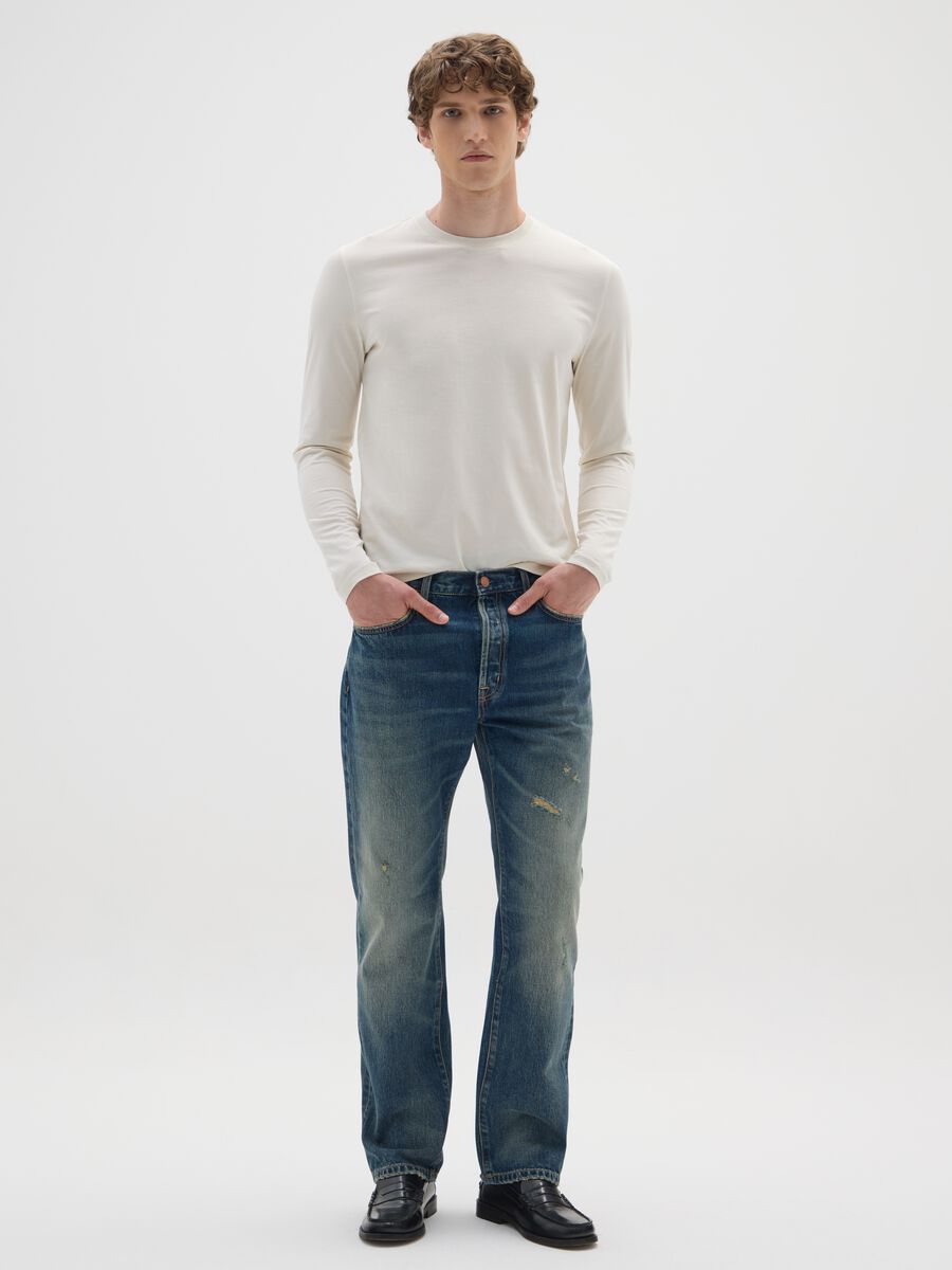 Beige pure cotton regular fit jumper_1