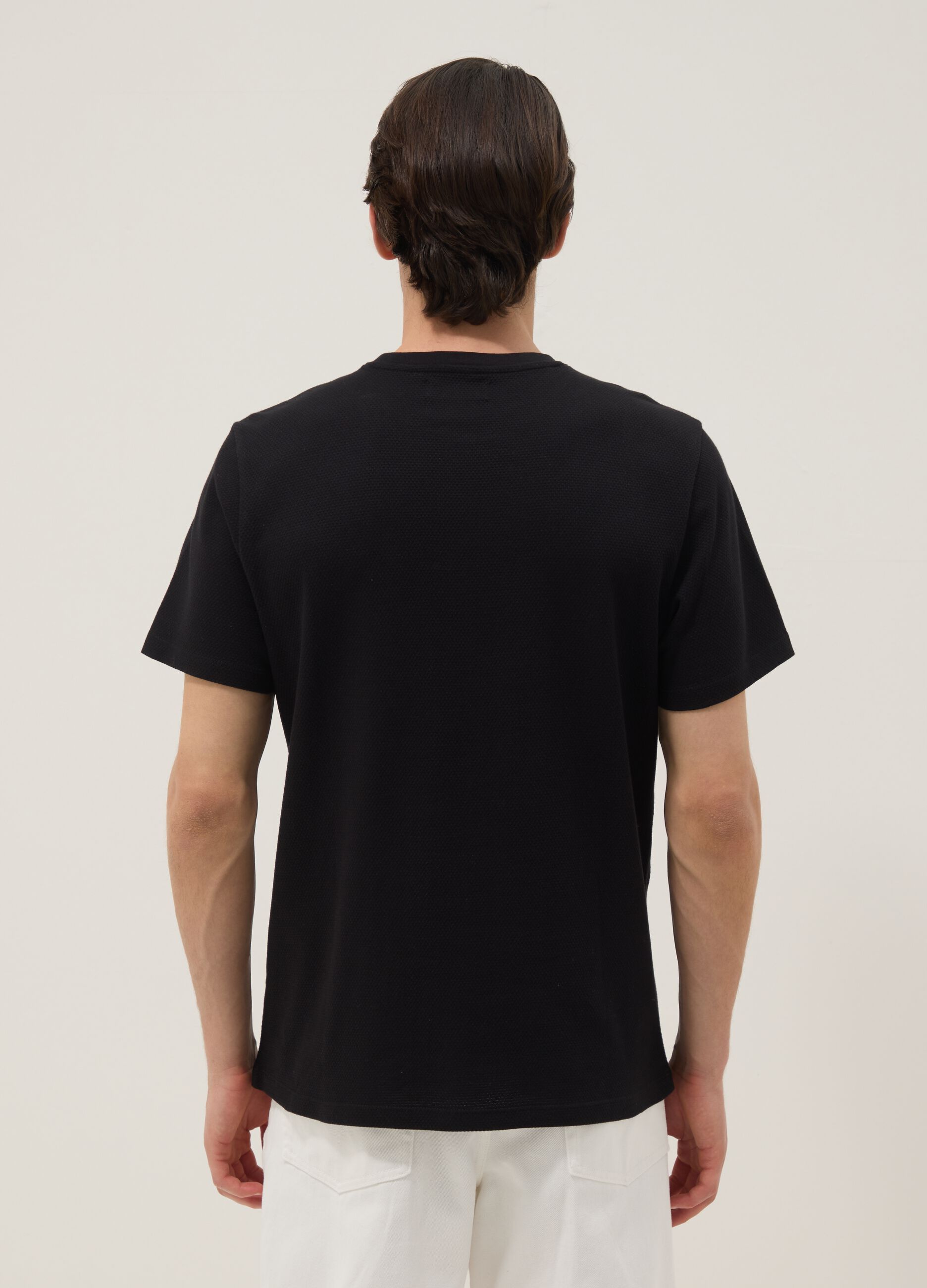 Black pure cotton short-sleeve T-shirt
