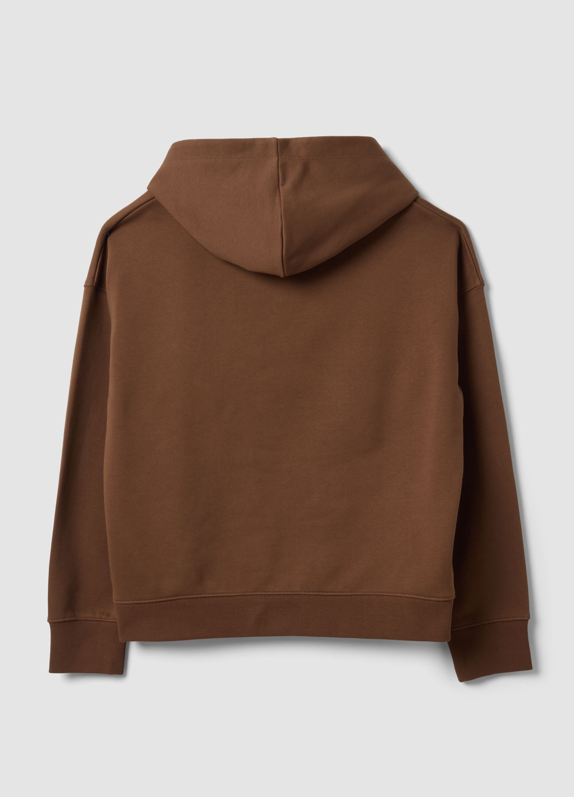 Brown cotton-blend regular-fit hoodie