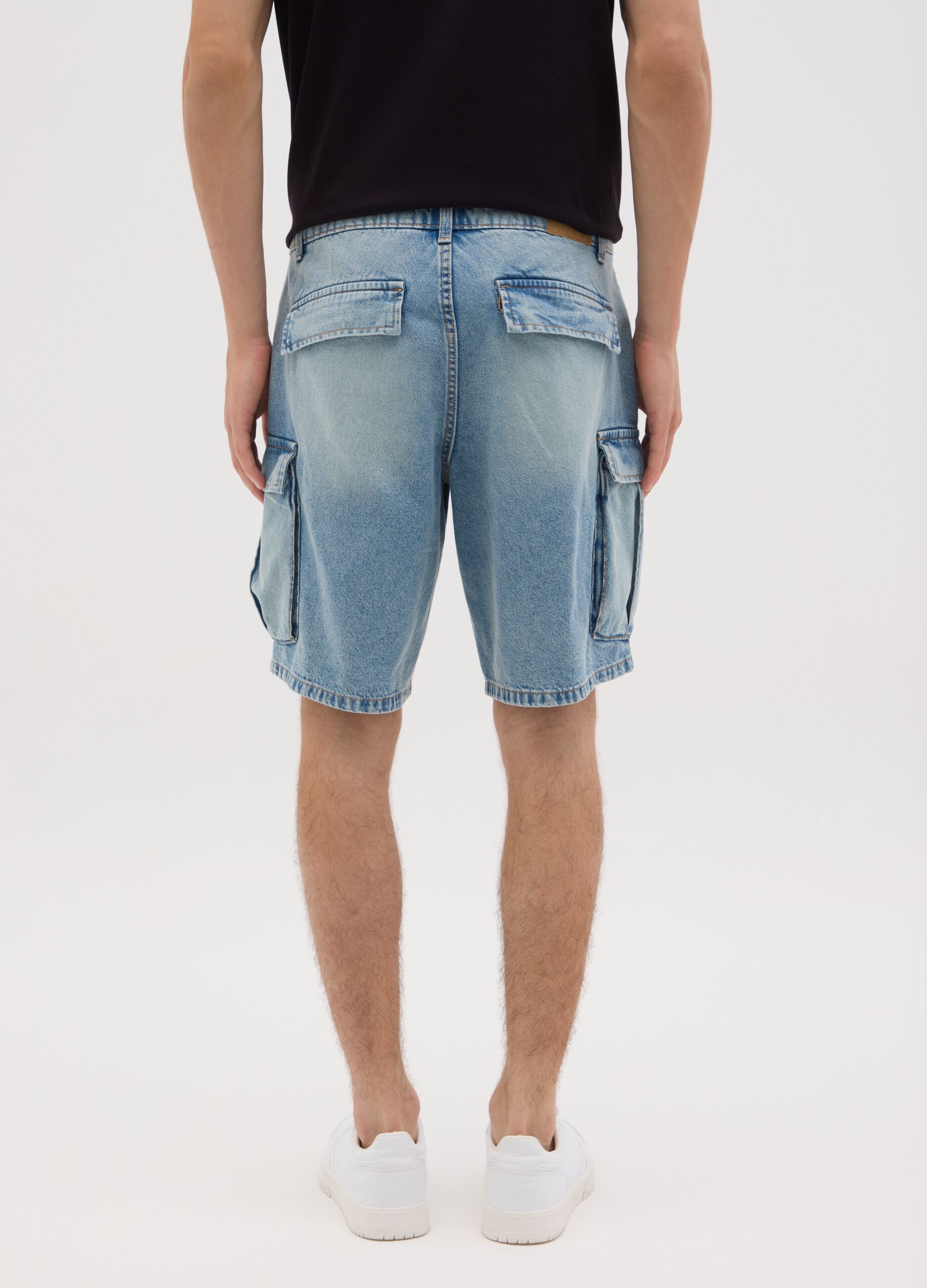 Men's pure cotton denim regular fit shorts
