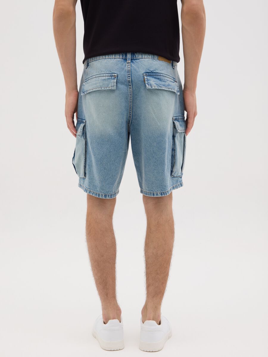 Men's pure cotton denim regular fit shorts_3