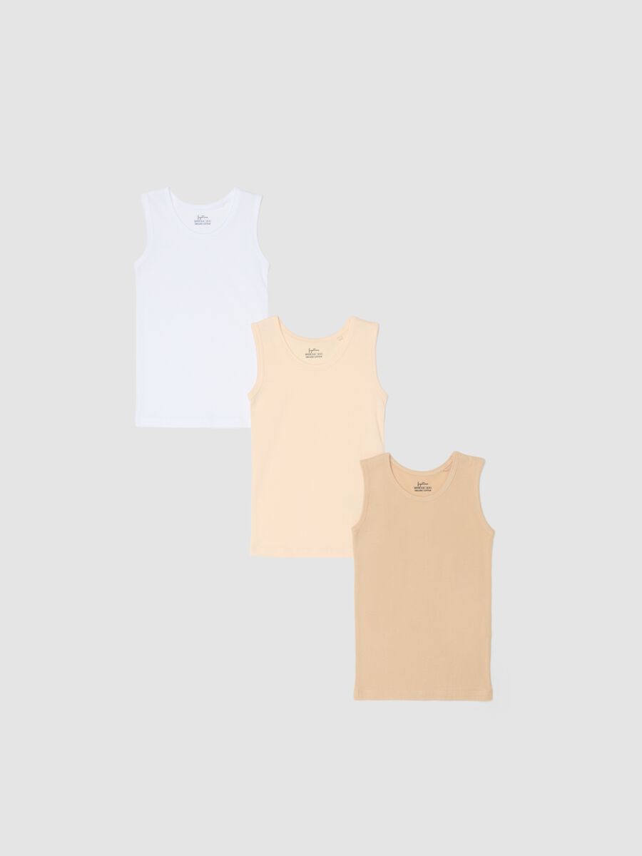 Tripack canotte in puro cotone multicolor da neonato regular fit_0