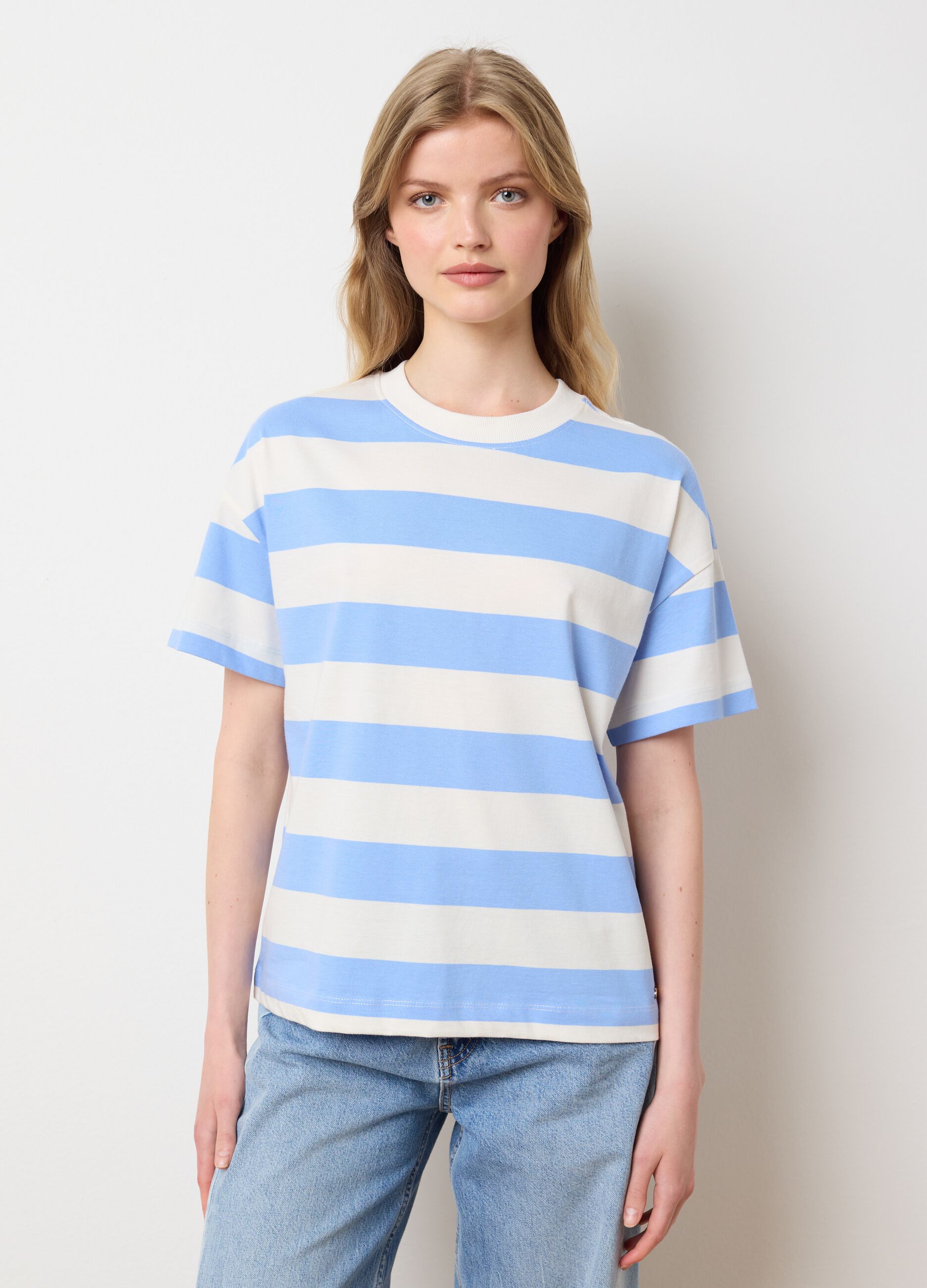 T-shirt da donna in puro cotone multicolor regular fit