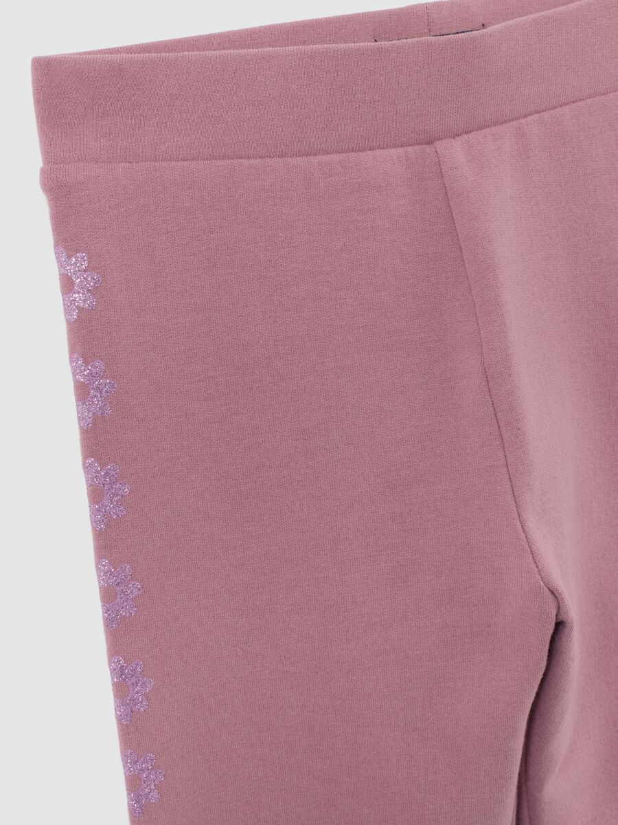 Girls' pink cotton blend skinny fit leggings_2