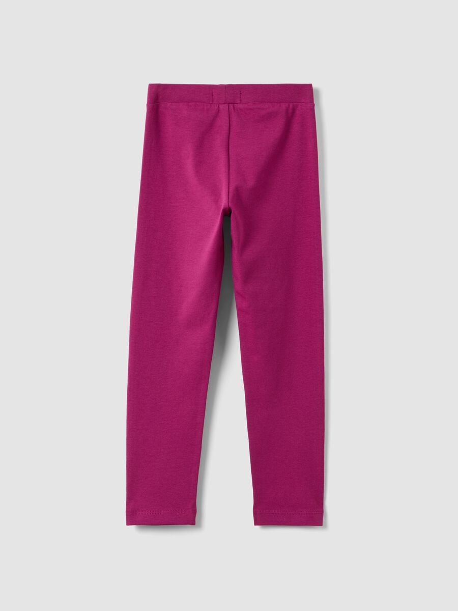 Leggings viola in cotone organico elasticizzato skinny fit per bambina_1