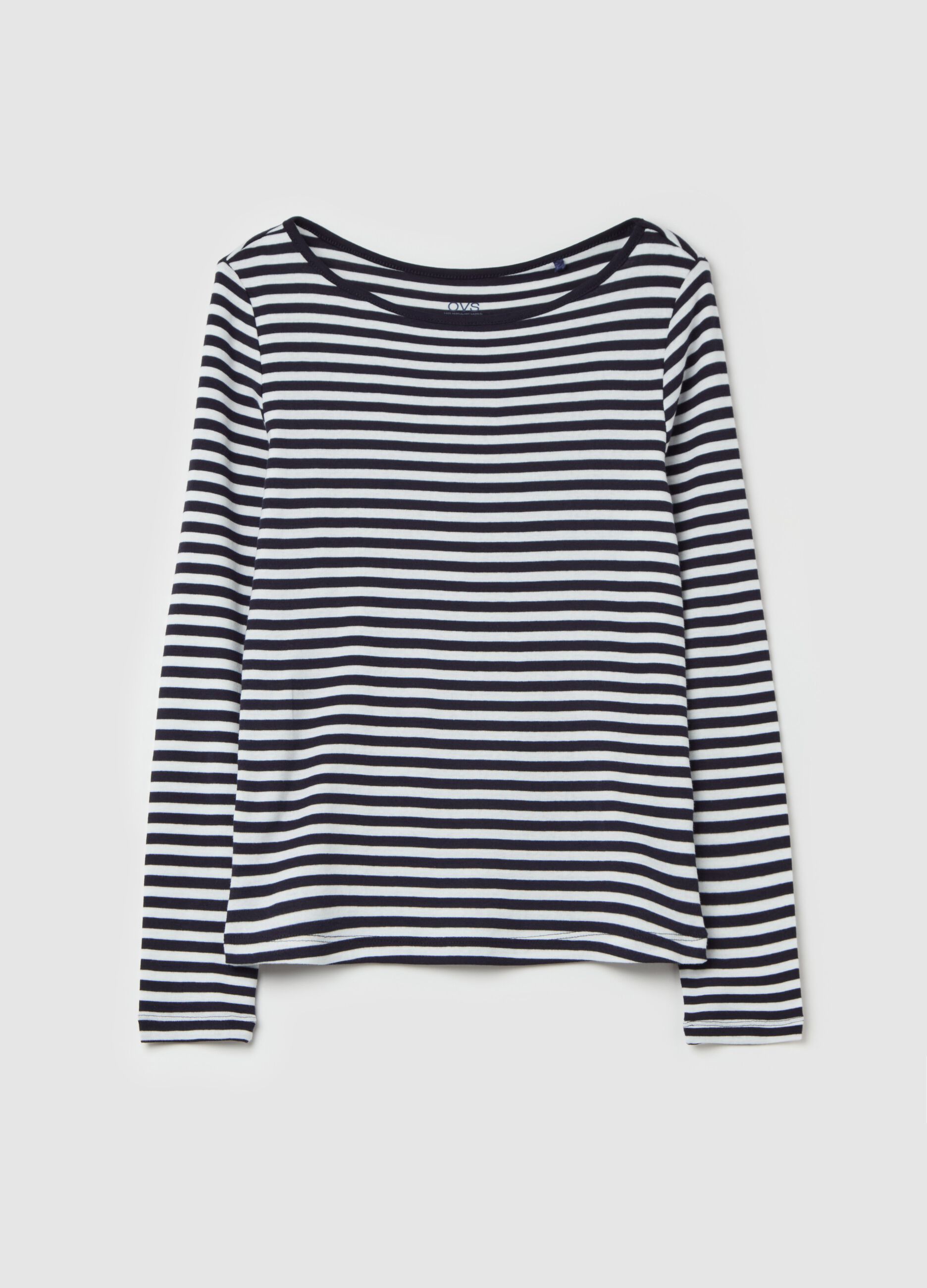 Long-sleeved striped T-shirt