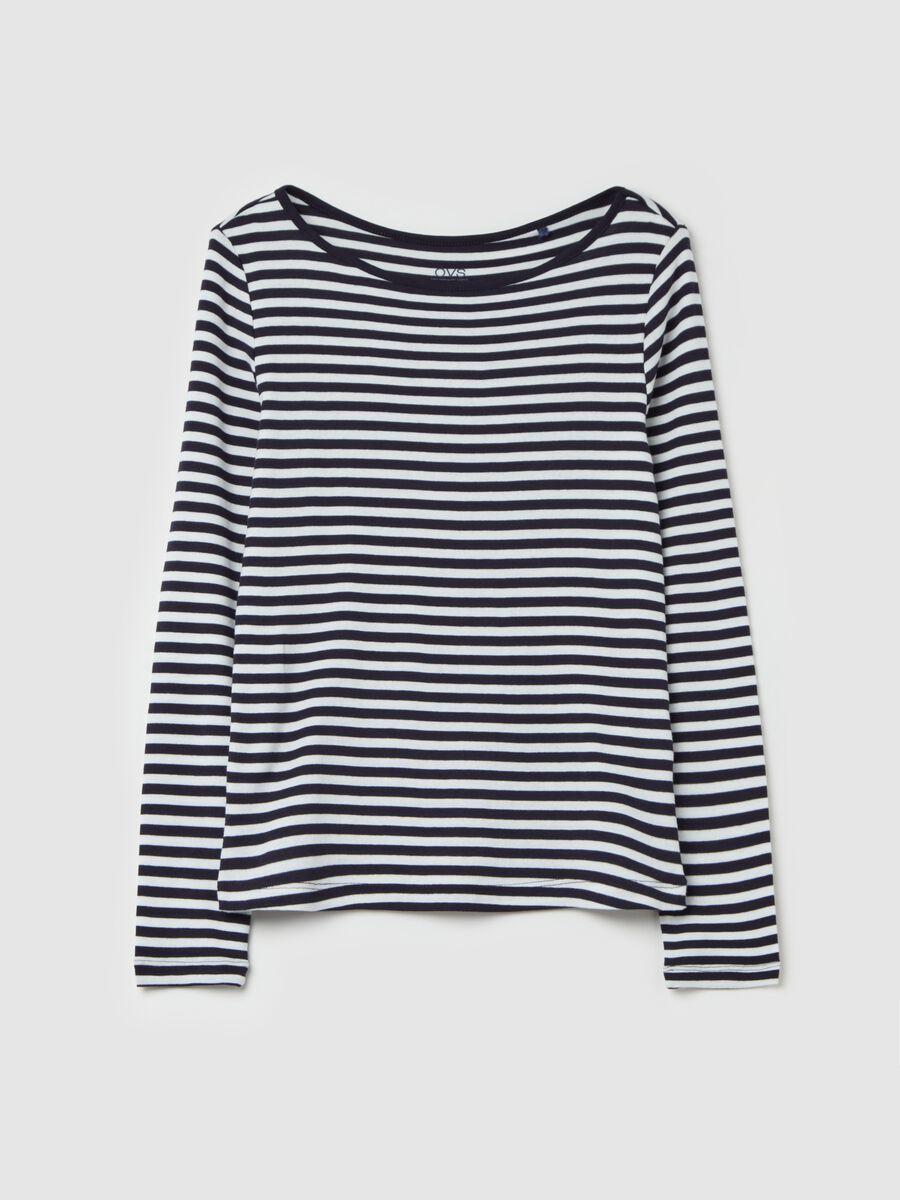 T-shirt a righe con maniche lunghe_4