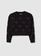 Girls' regular fit black sweater with decorative hearts_0