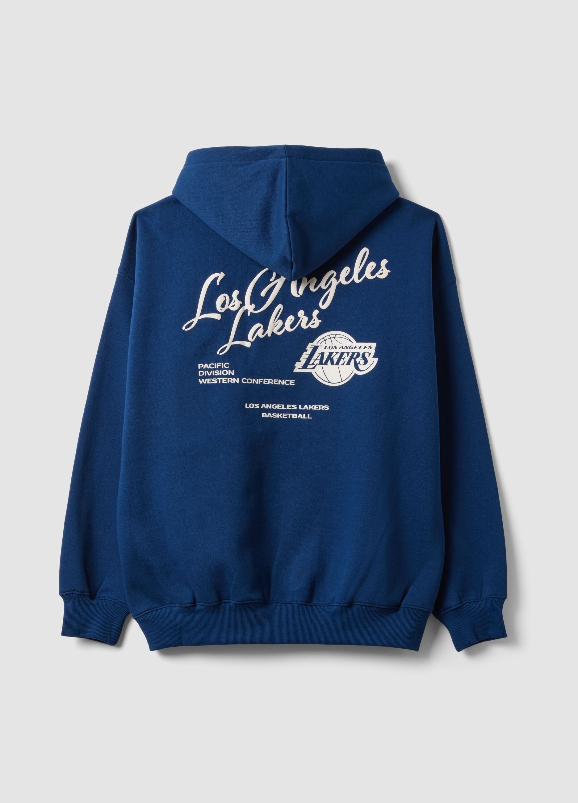 Blue cotton-blend hoodie with Lakers print