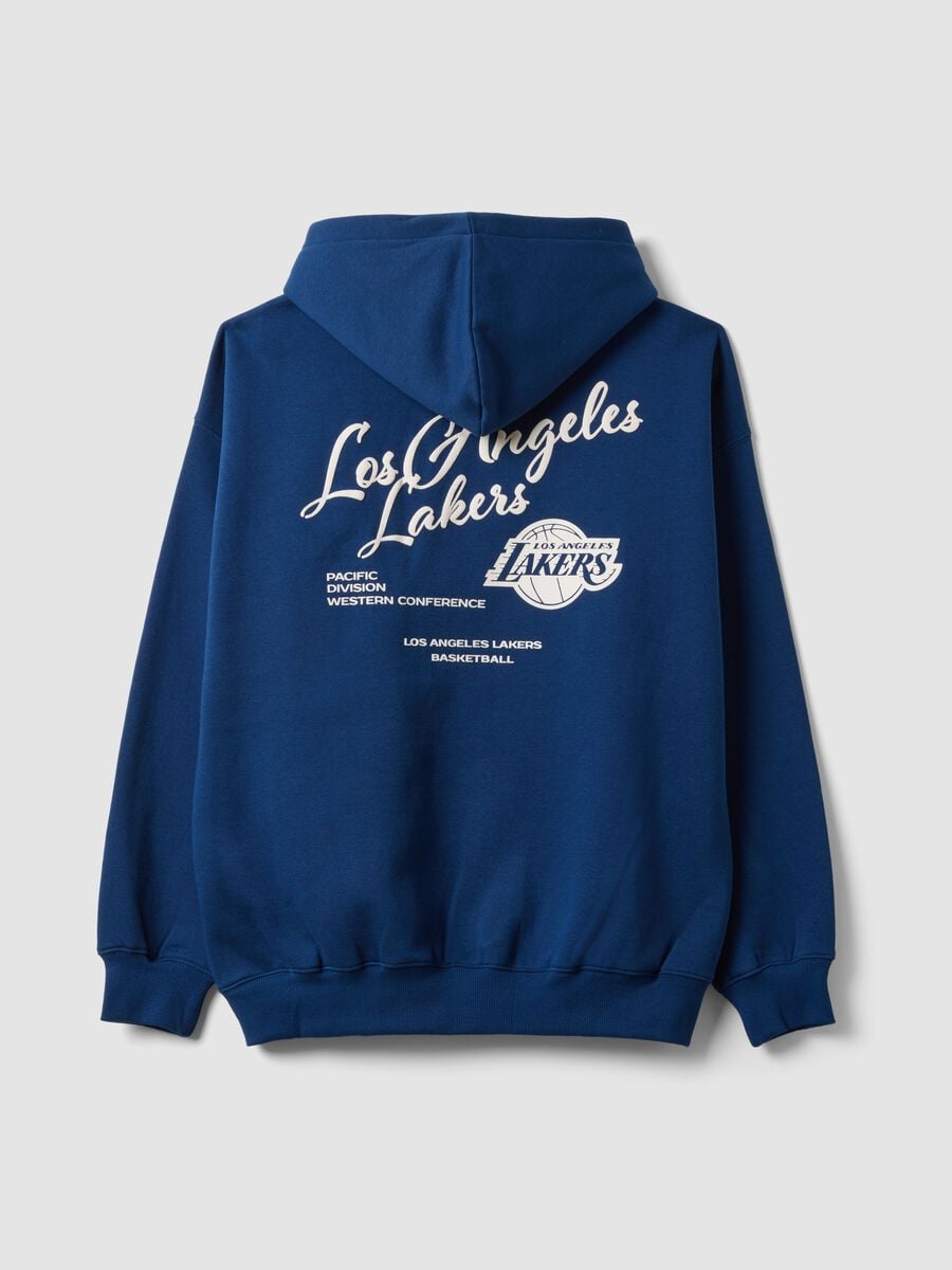 Felpa blu con cappuccio in misto cotone con stampa Lakers_2