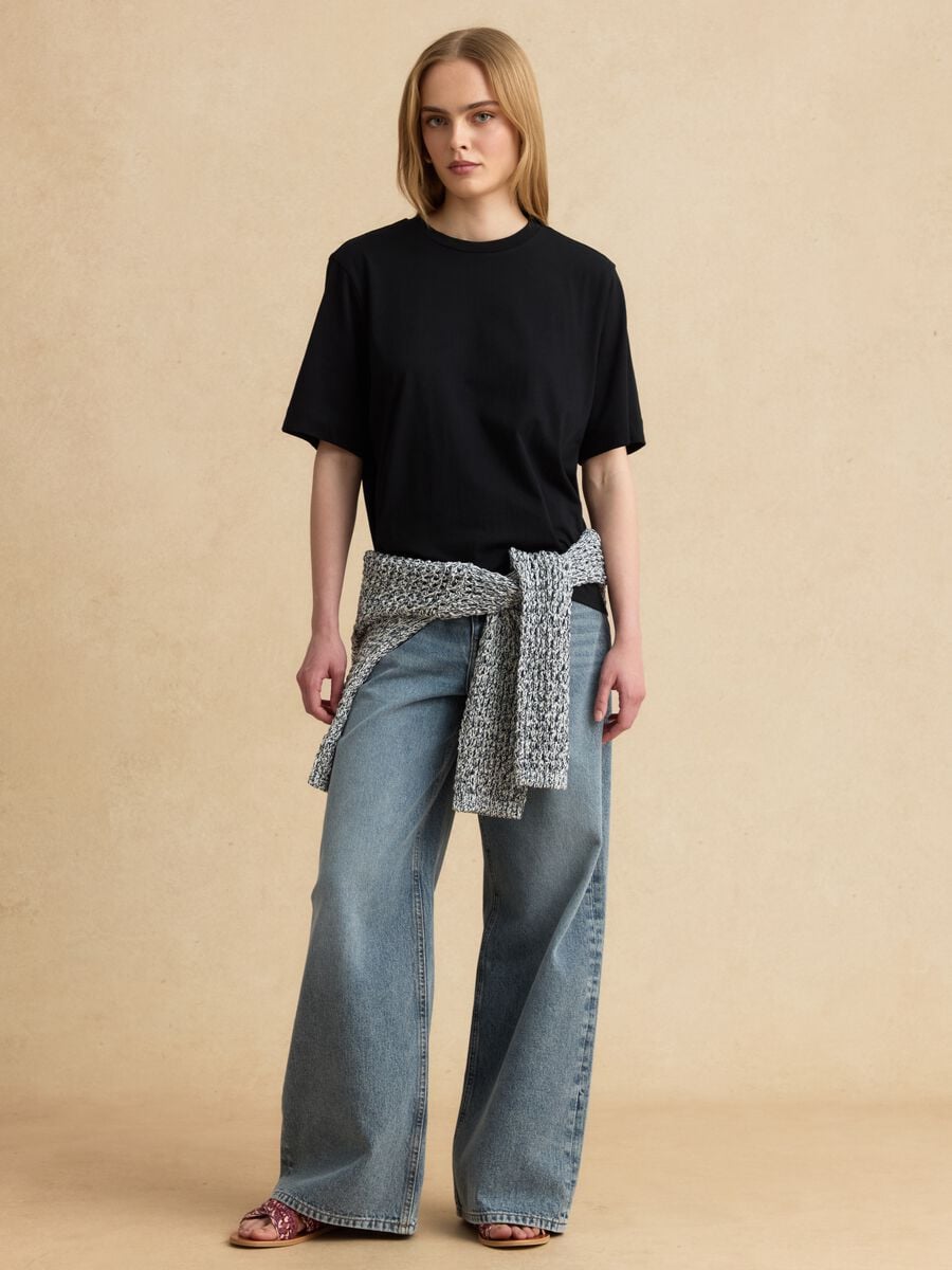 Black pure cotton short-sleeve T-shirt_2