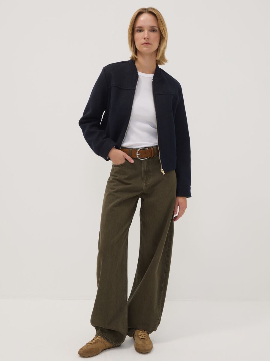 Giacca blu navy regular fit con zip_1