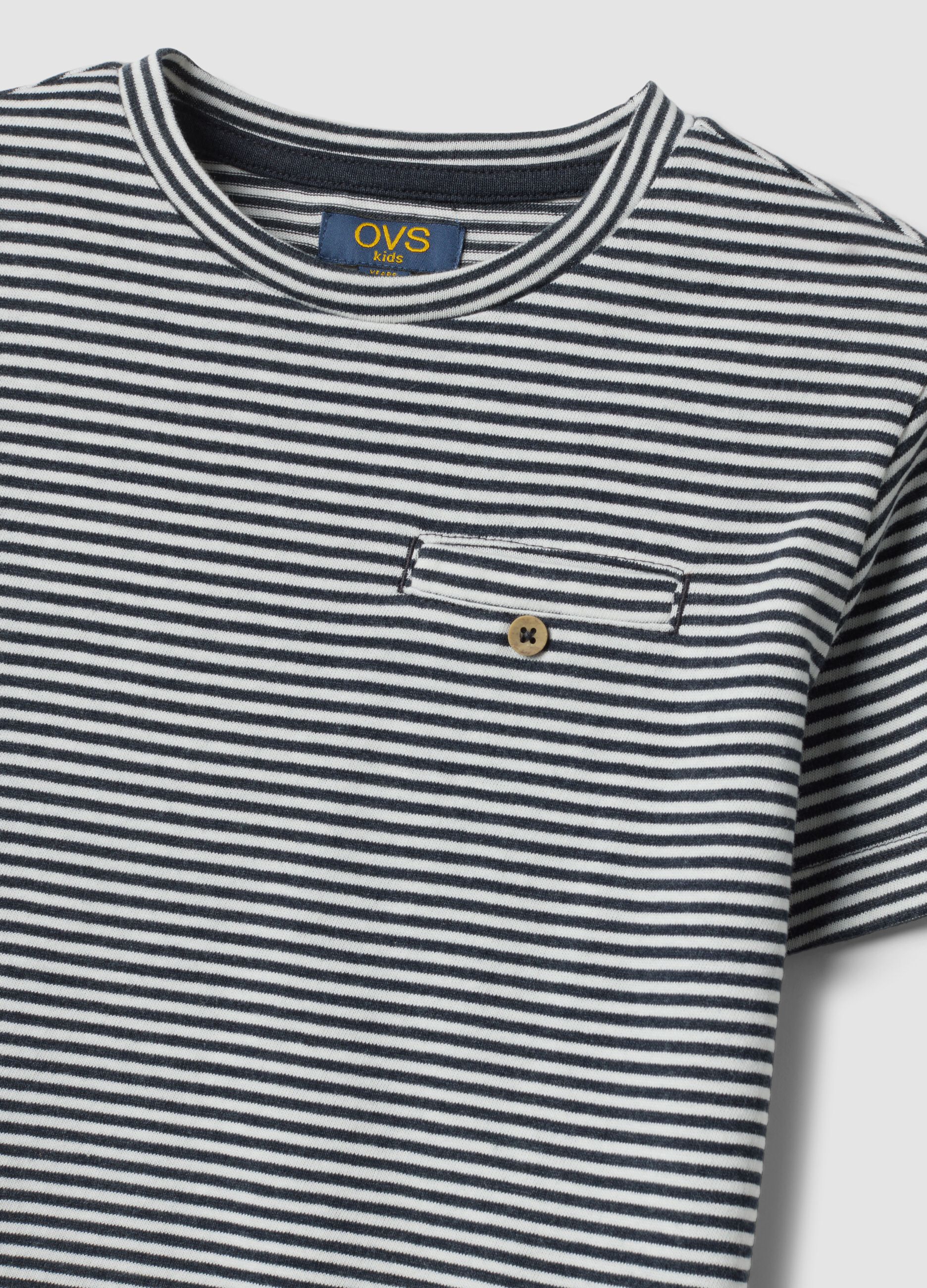 Blue cotton-blend set with striped T-shirt and shorts