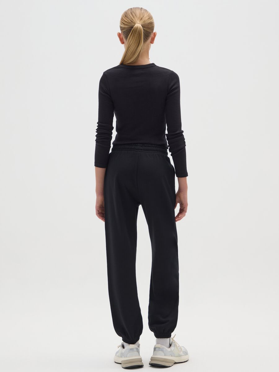 Girls' black pure cotton jogger trousers regular fit_2
