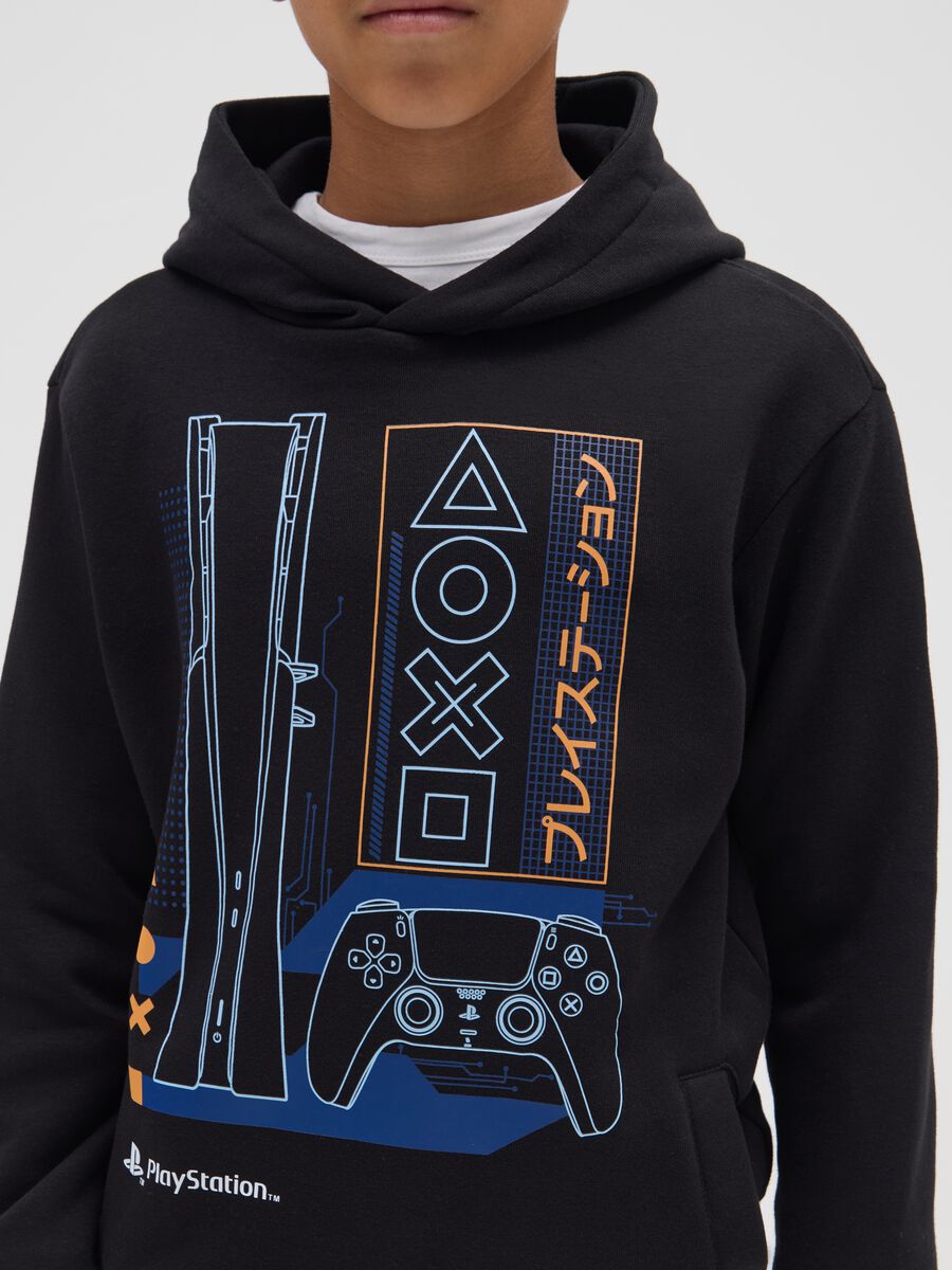 Felpa con cappuccio nera da bambino in misto cotone regular fit_2