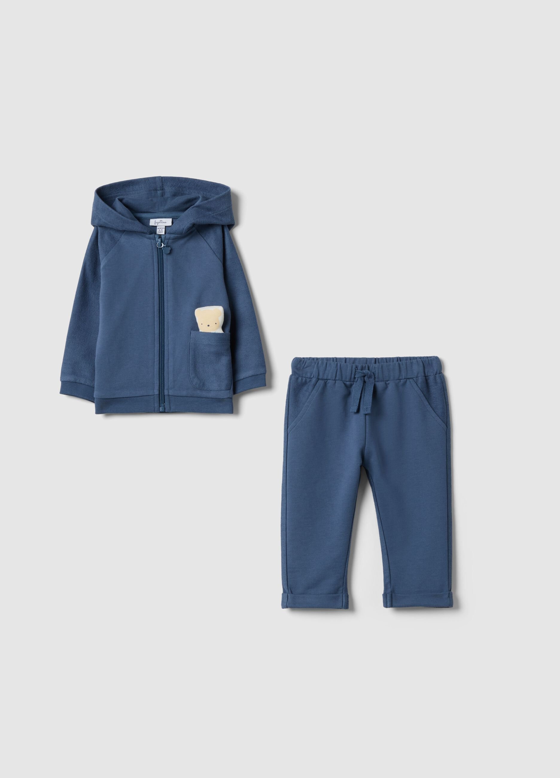 Blue pure cotton sweatshirt and trouser set for babies