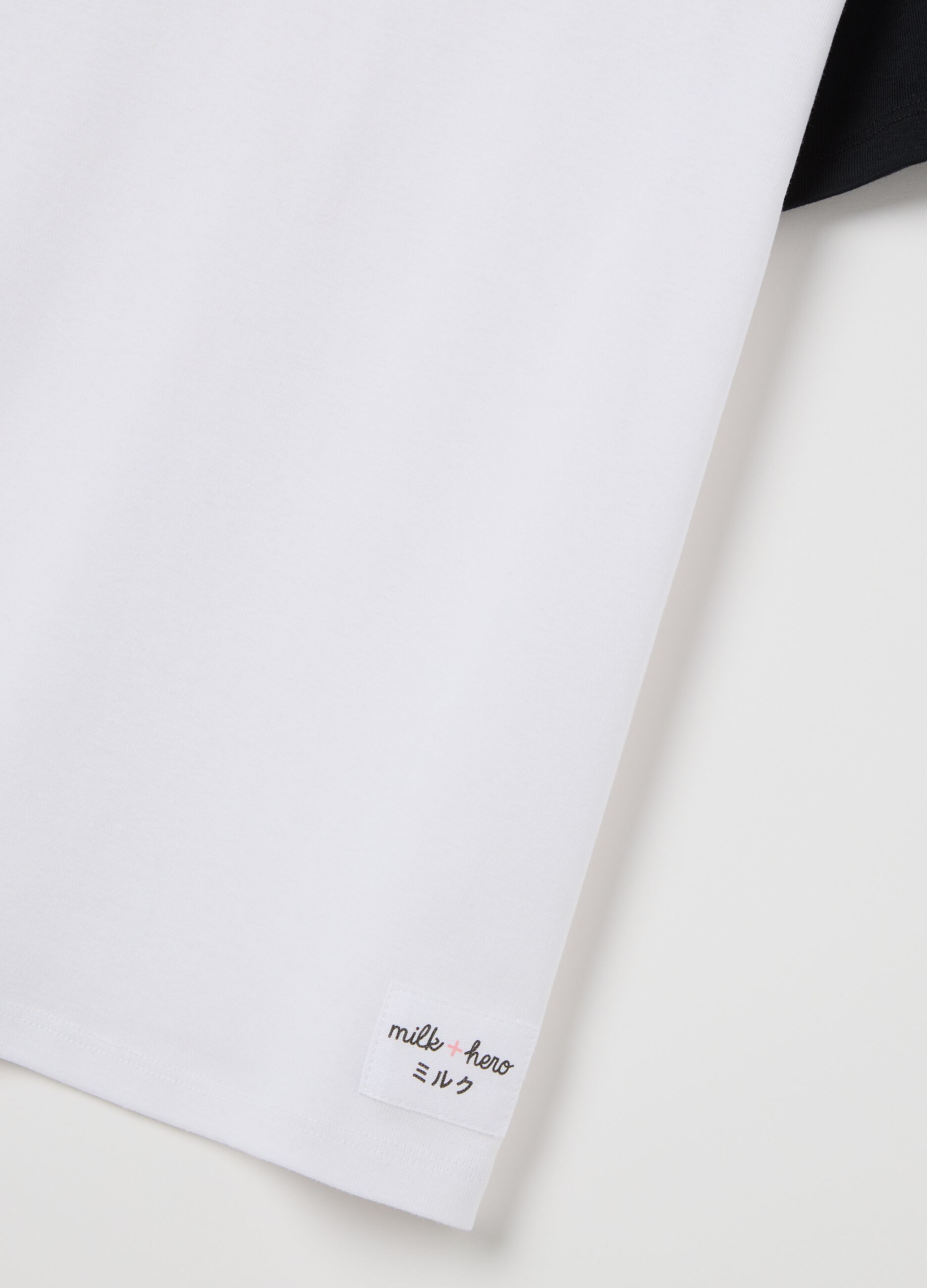 White T-shirt with black raglan sleeves