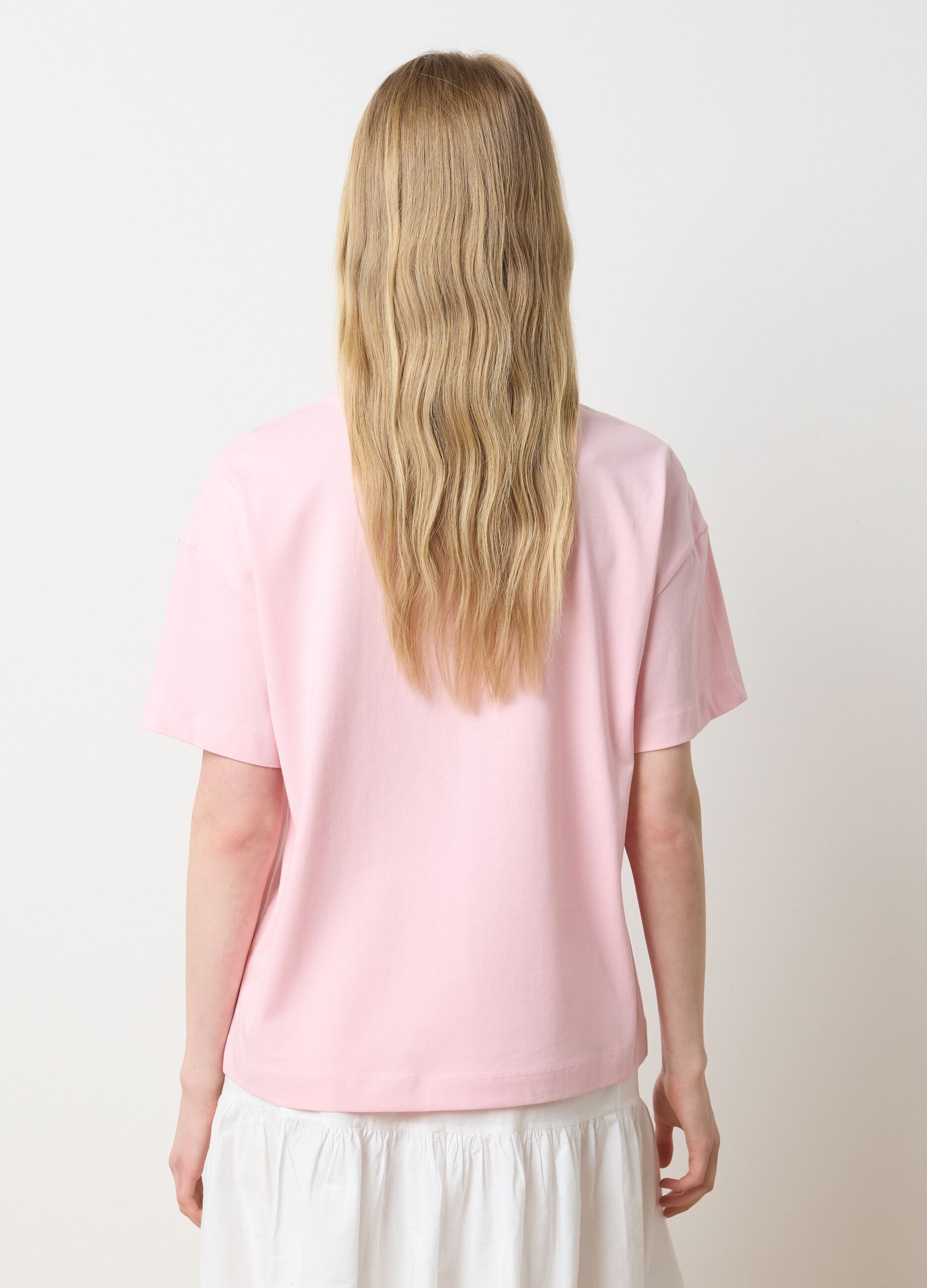 Pink crew neck organic cotton T-shirt Les Copains