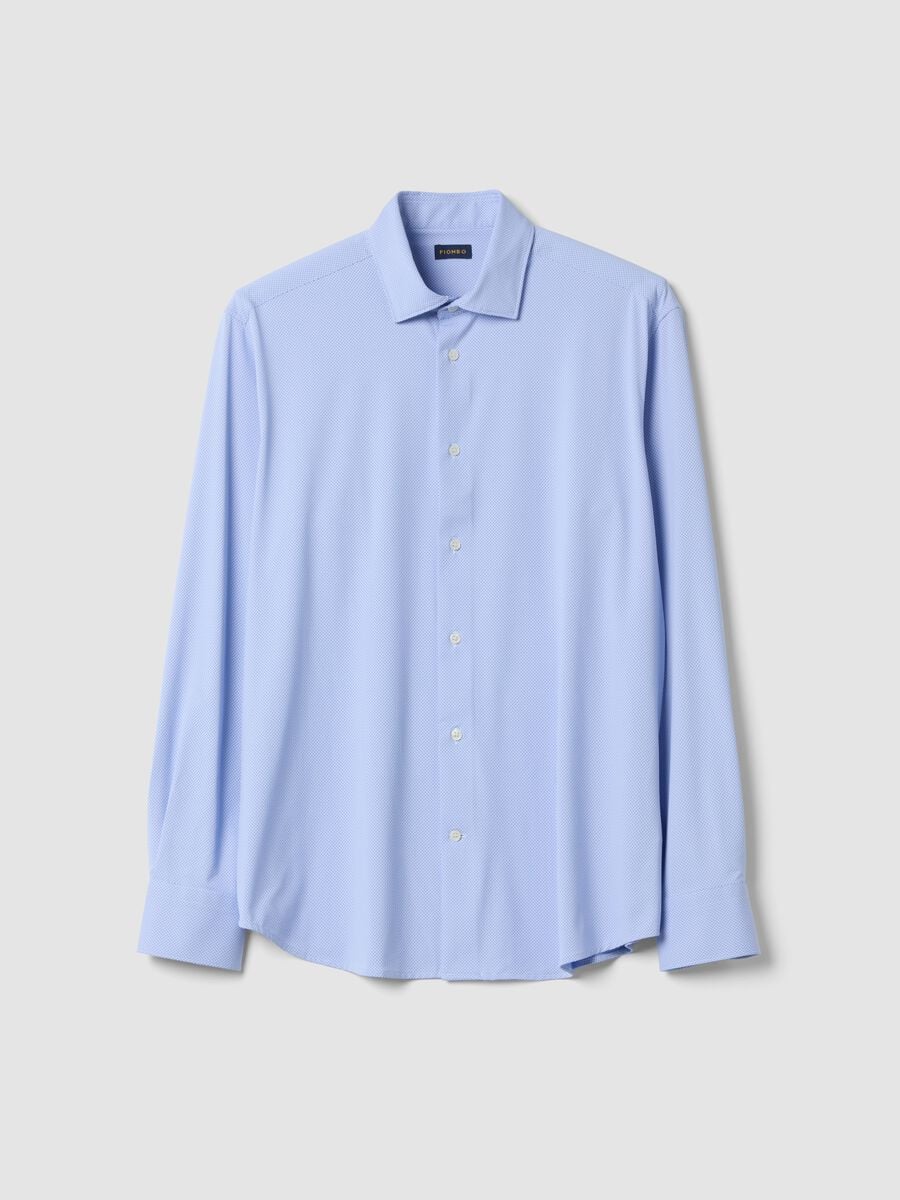 Camicia traspirante azzurra in tessuto elasticizzato 4 Way Stretch slim fit_0