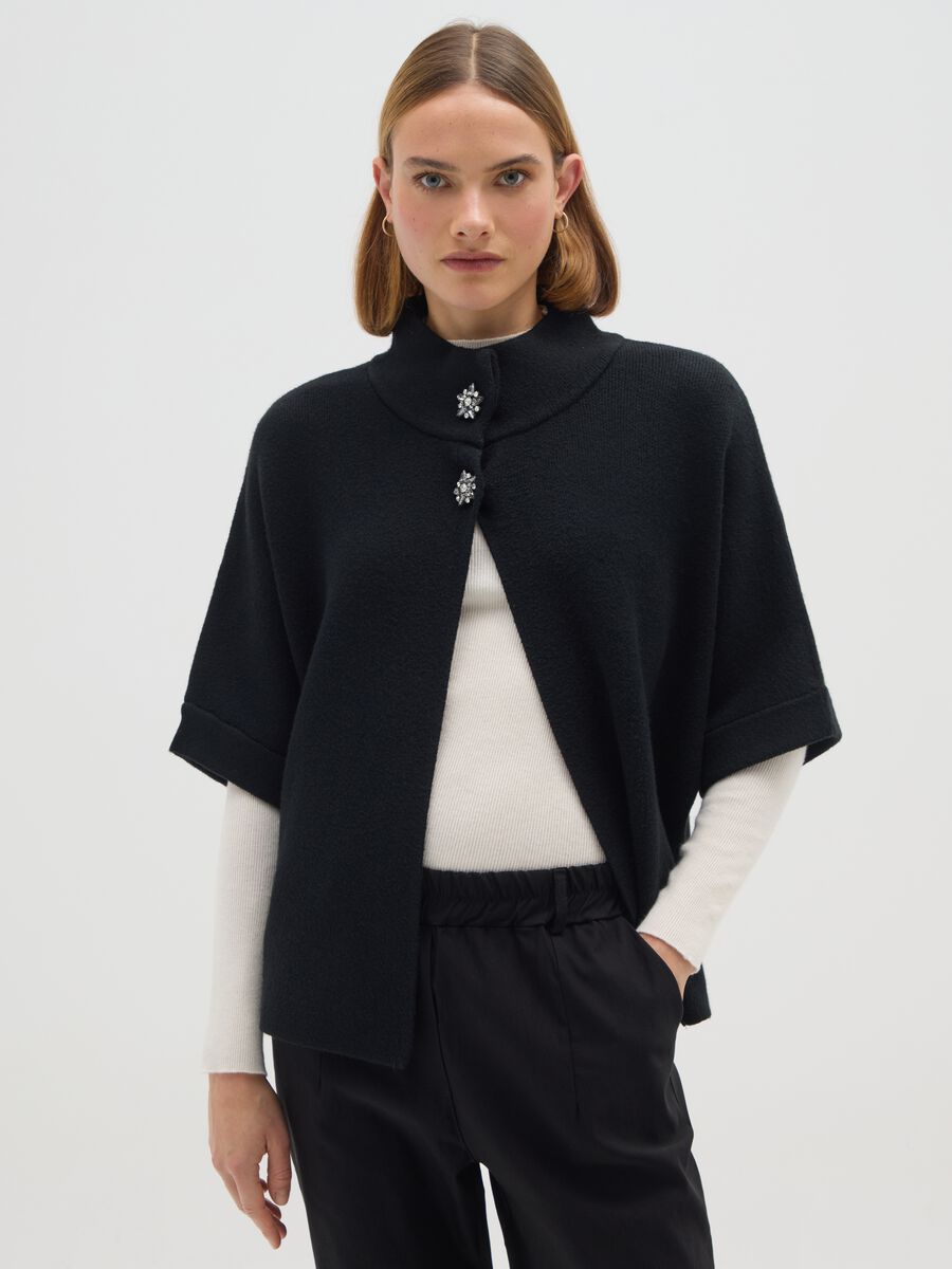 Blazer nero regular fit con bottoni_0