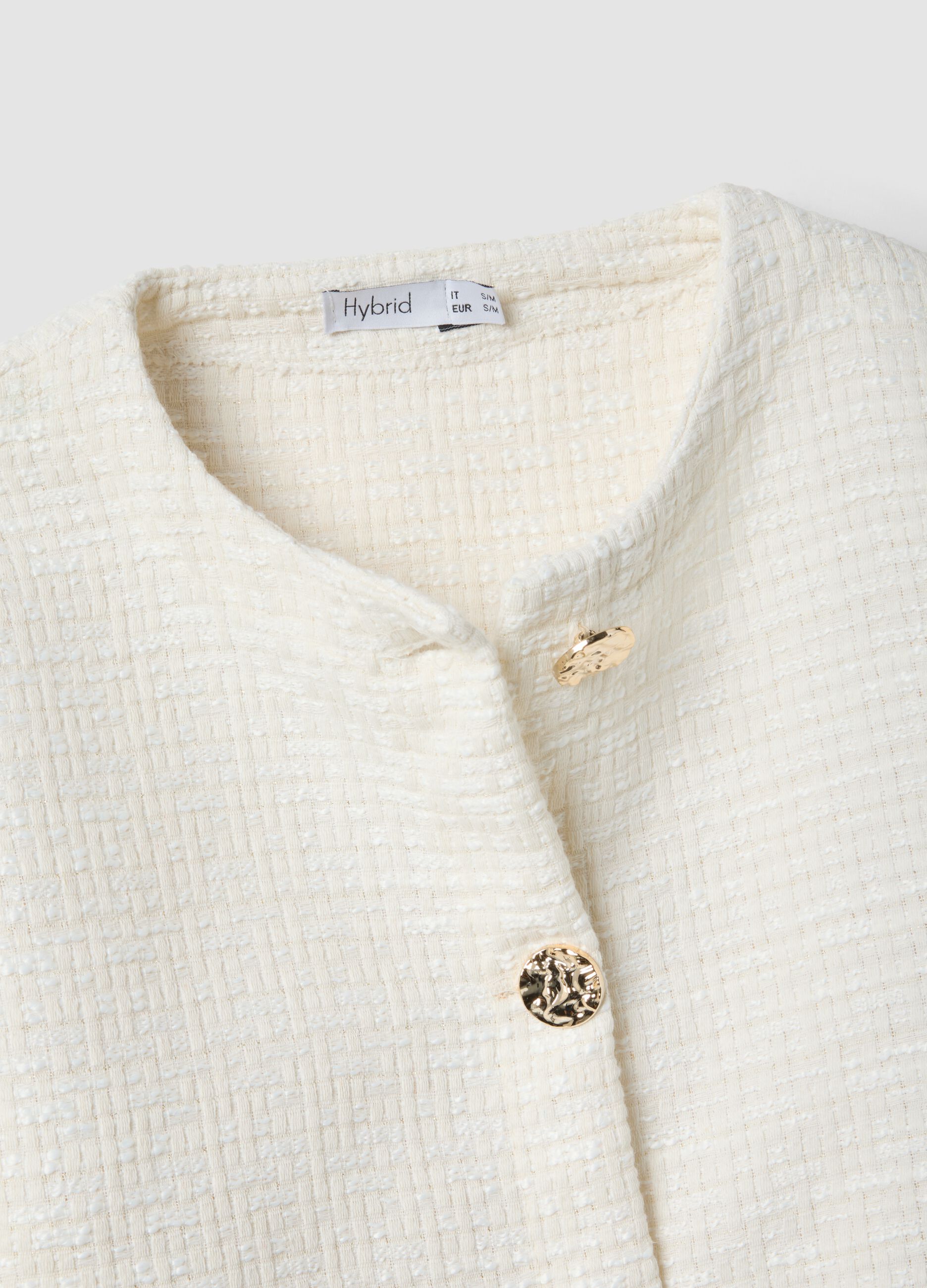 Short white jacket with jewel buttons, regular fit
