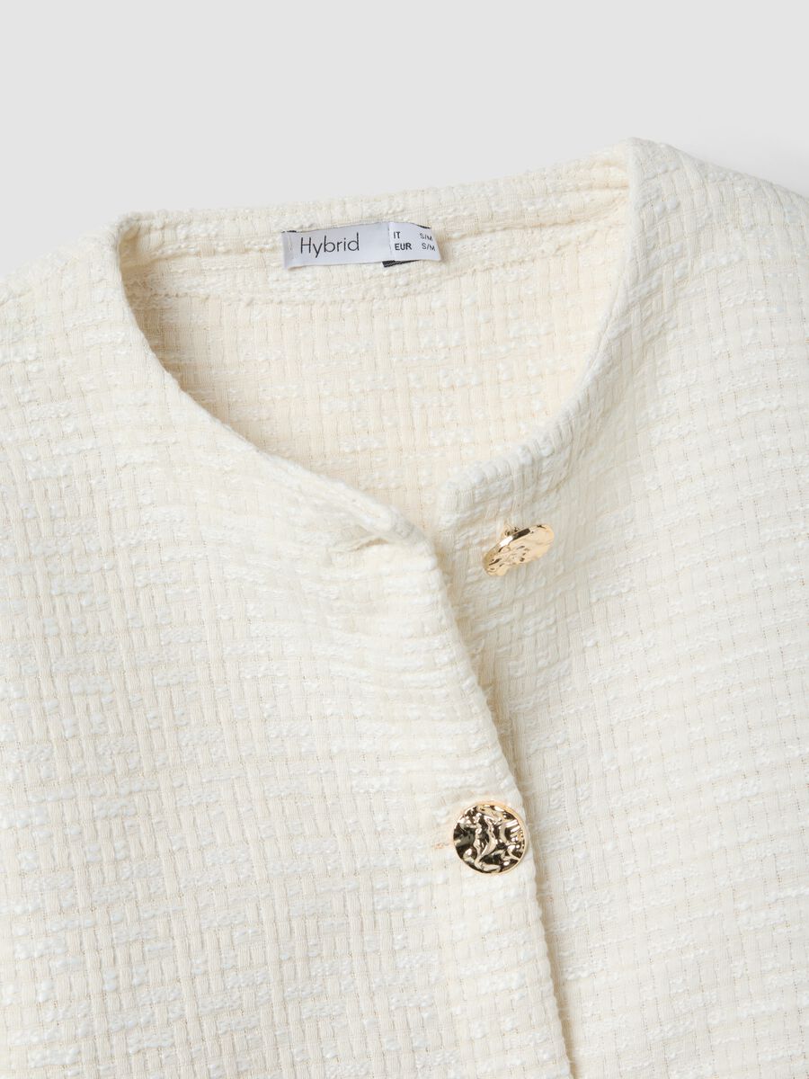 Short white jacket with jewel buttons, regular fit_5
