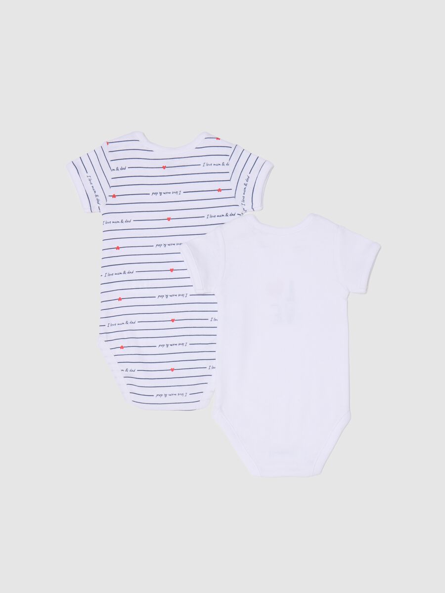 Two-pack bodysuits in organic cotton with I Love Mum & Dad print_1