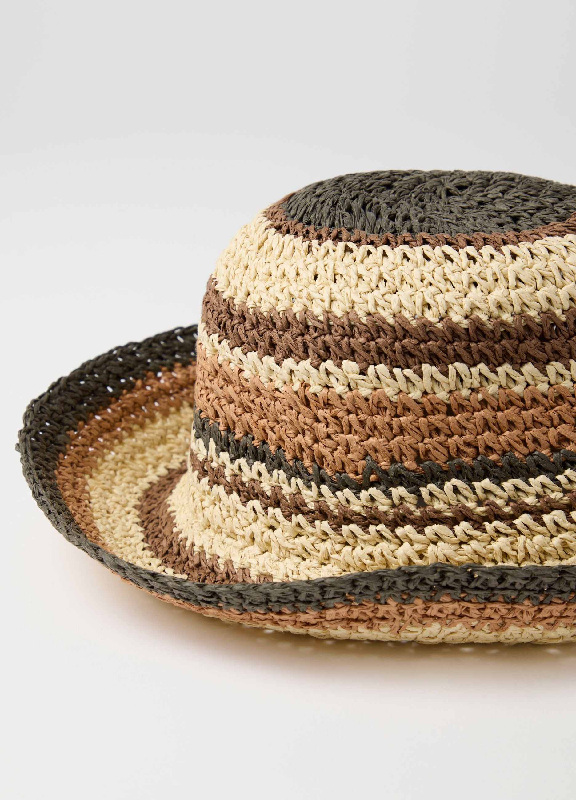 Cappello da donna in puro textile paper multicolor