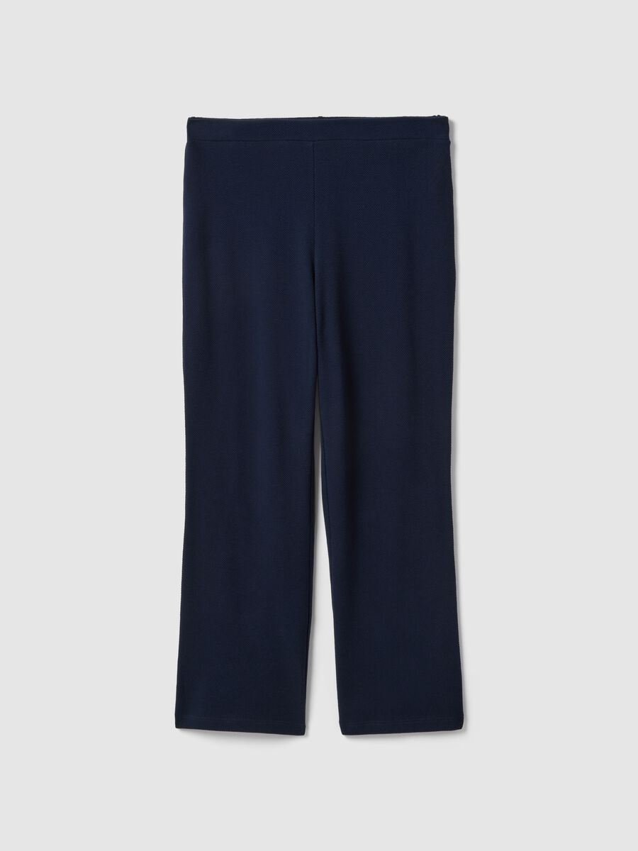 Wide leg blue cotton blend jogger trousers_4