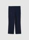 Pantaloni jogger in misto cotone blu wide leg_4